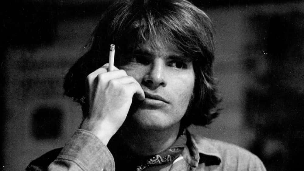 John Fogerty, black and white portrait, shaggy hair, SD Desktop Wallpaper
