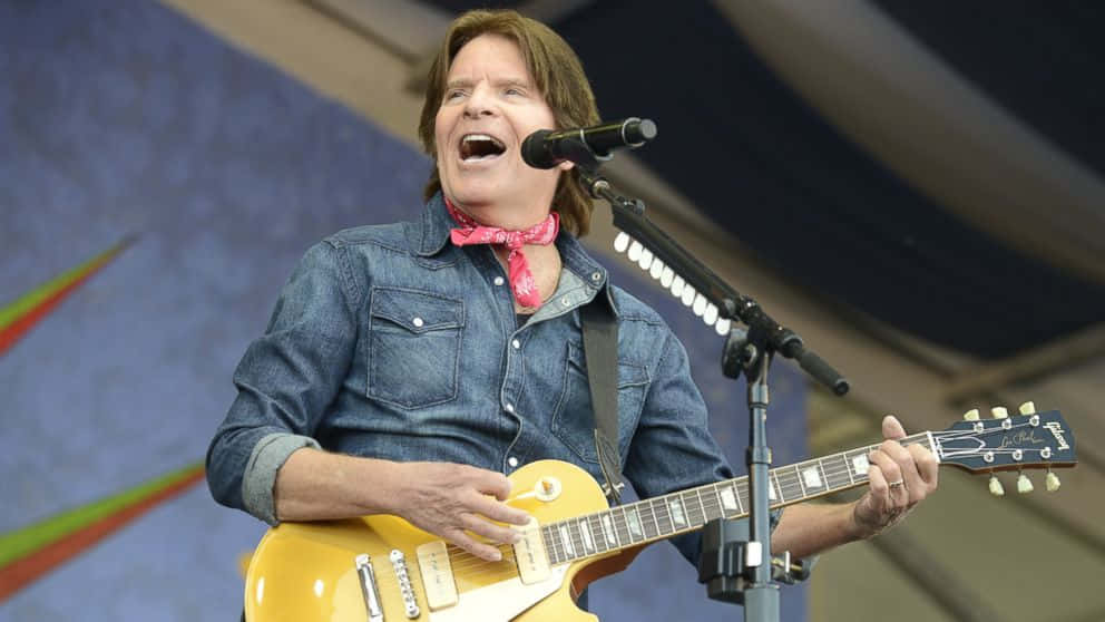 John Fogerty, yellow electric guitar, stage, SD Desktop Wallpaper