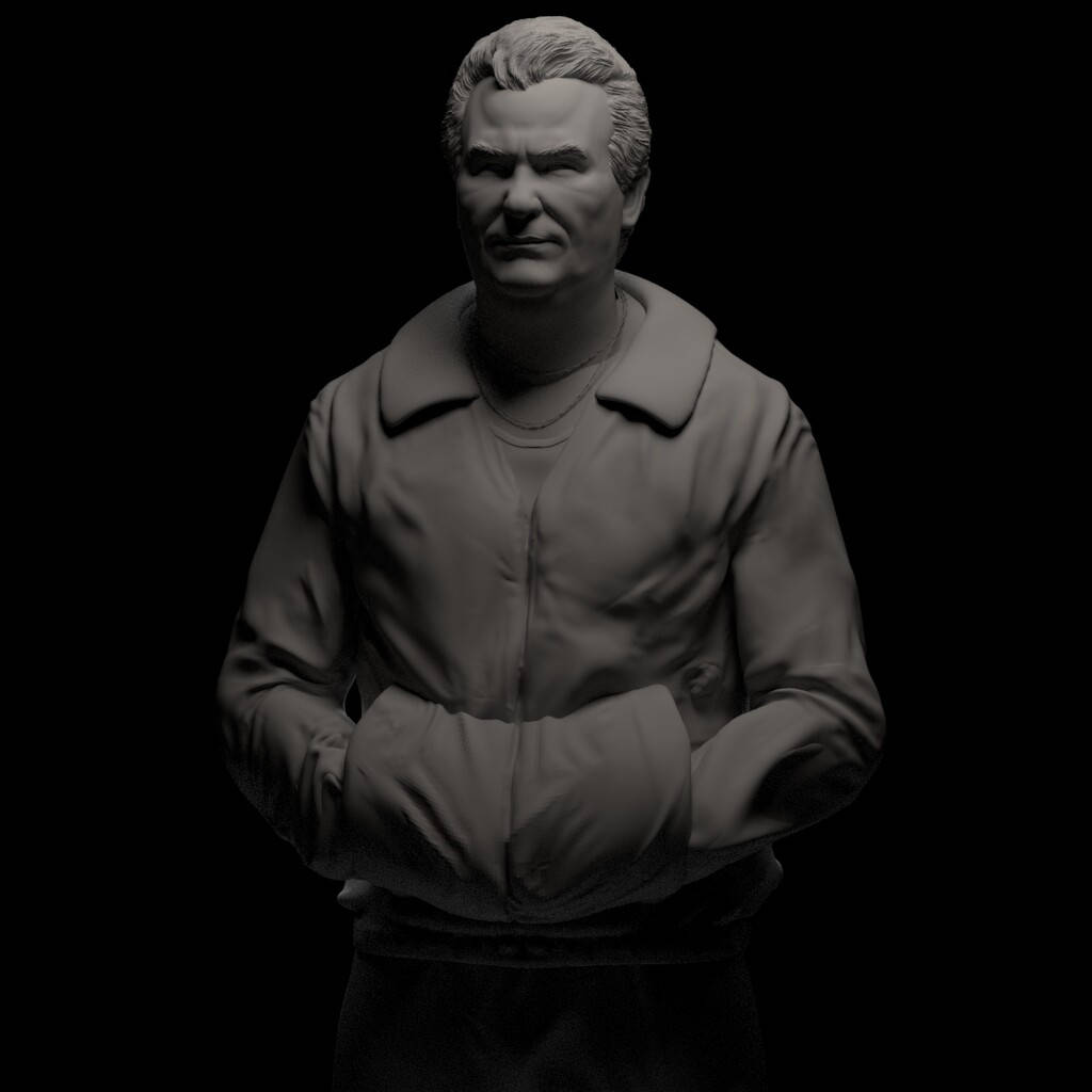 John Gotti, grey figure, monochrome 3d-render, SD Desktop Wallpaper