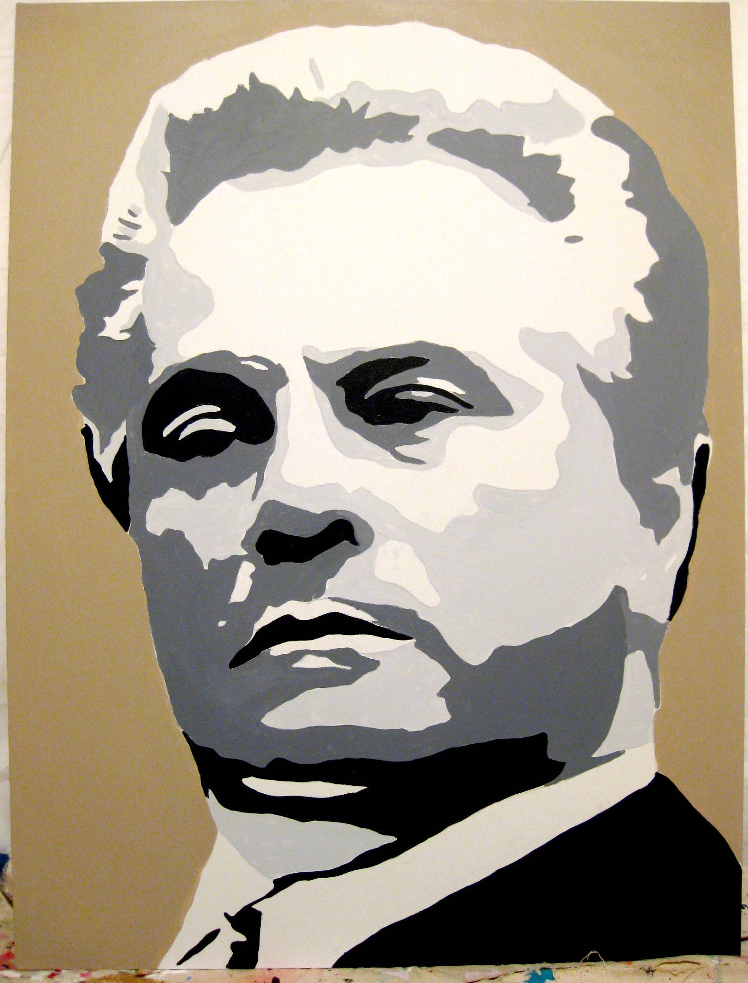John Gotti, grayscale portrait, white hair, Full HD Phone Wallpaper