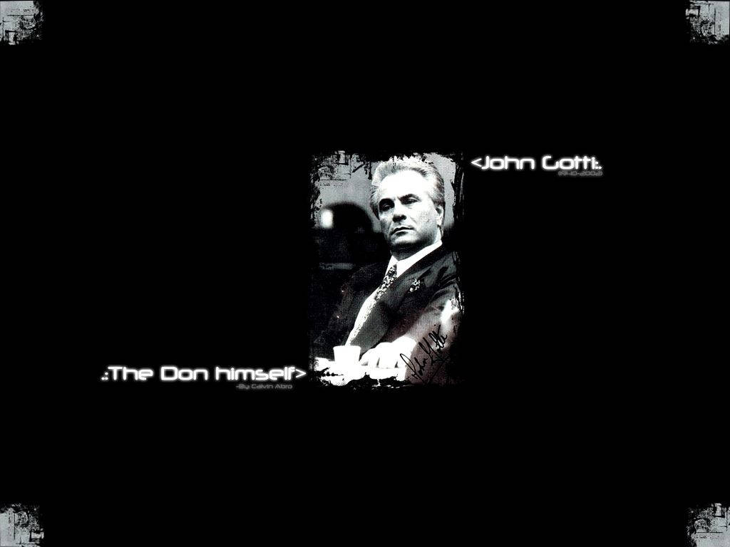 John Gotti, black background, gritty black and white portrait, SD Desktop Wallpaper