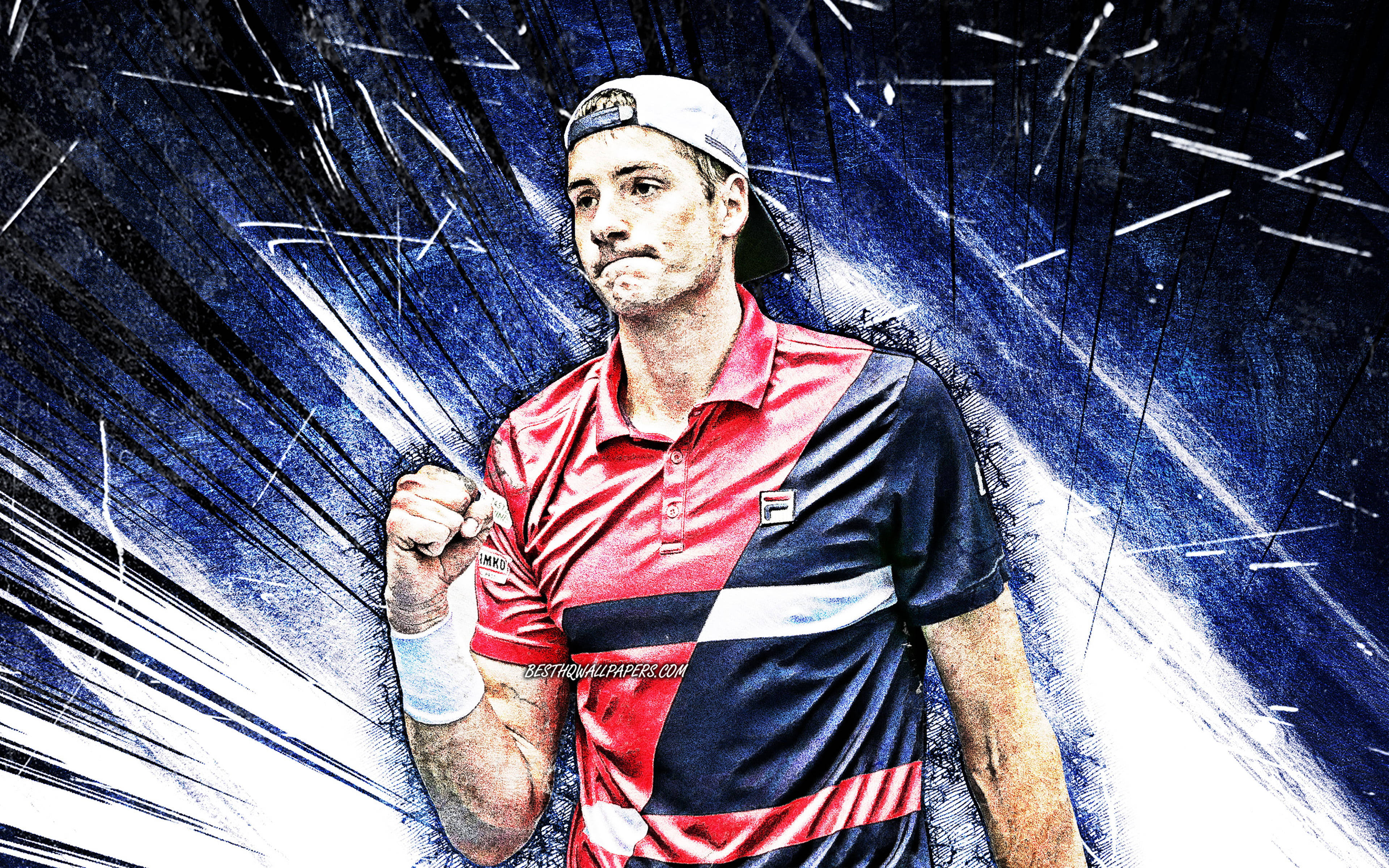 John Isner, dark blue, abstract edit, 4K Desktop Wallpaper