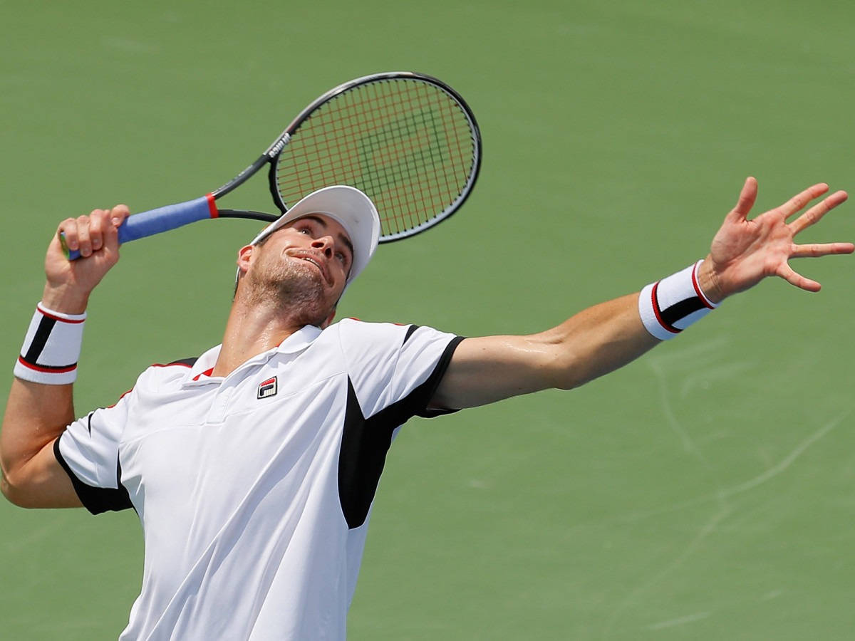 John Isner, racket, green court, SD Desktop Wallpaper