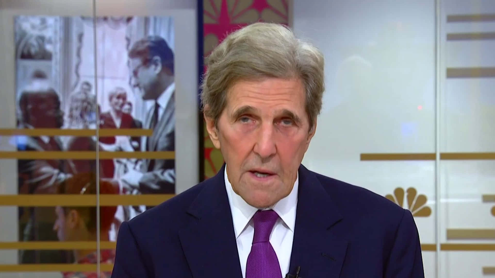 John Kerry, Biden's climate policies, news studio, Full HD Desktop Wallpaper