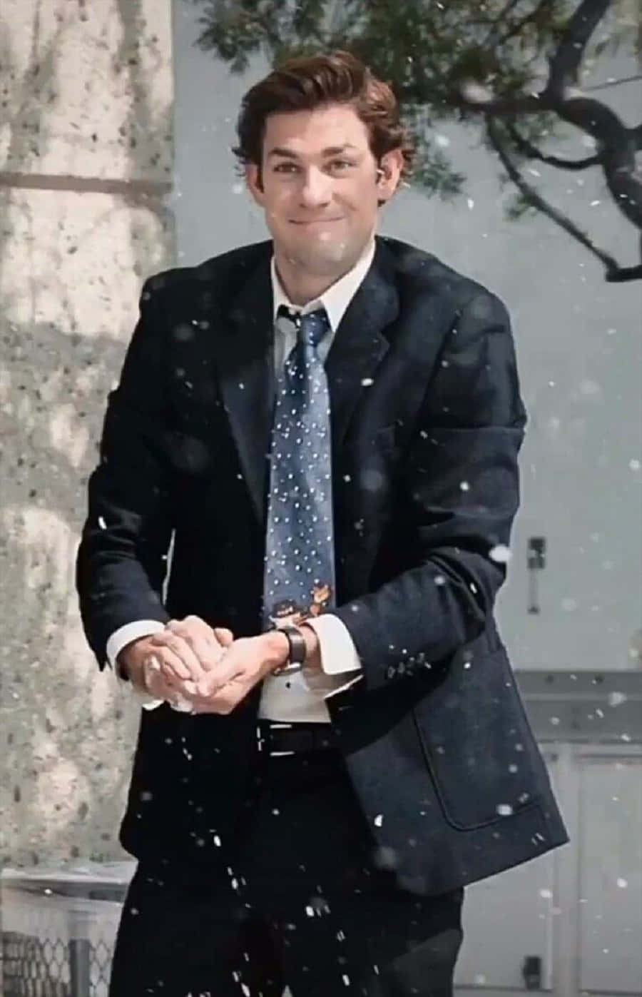 John Krasinski, dark suit, patterned tie, HD Phone Wallpaper