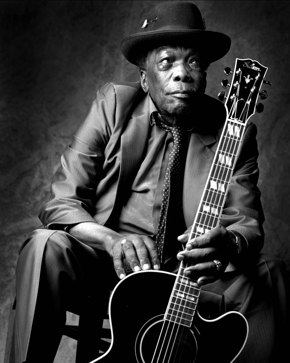 John Lee Hooker, greyscale, indoor photograph, SD Phone Wallpaper