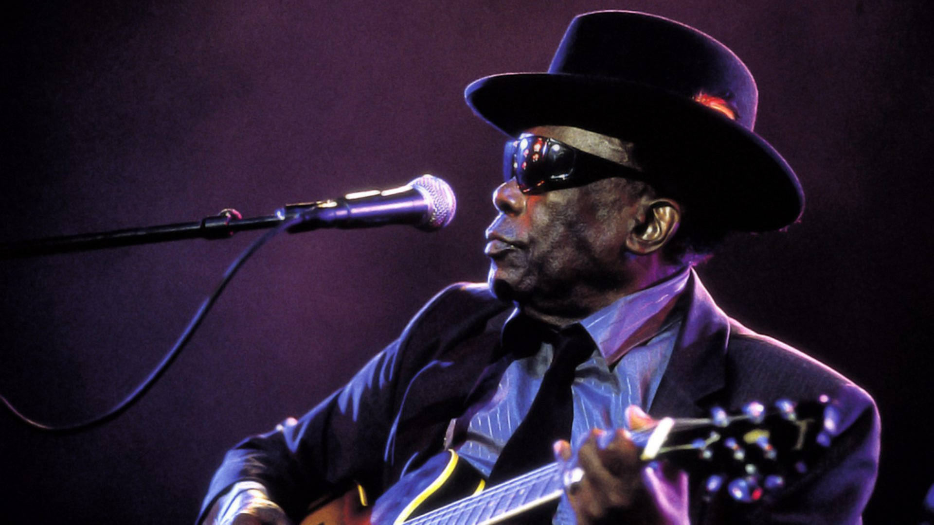 John Lee Hooker, black hat, sunglasses, Full HD Desktop Wallpaper