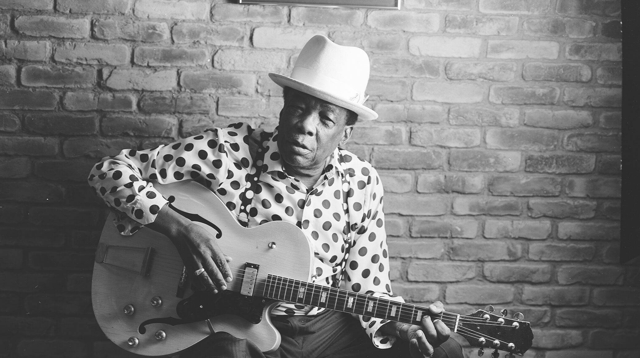 John Lee Hooker, white fedora, polka dot shirt, Full HD Desktop Wallpaper