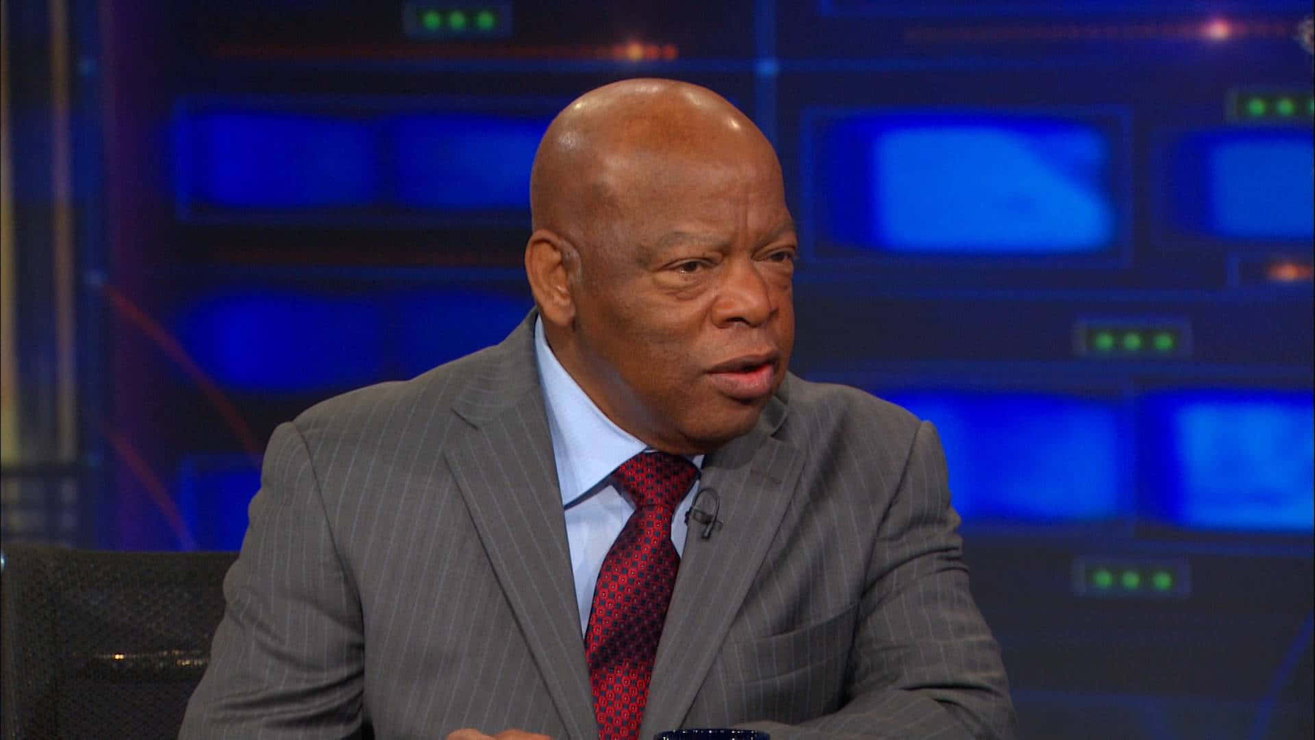John Lewis, red necktie, gray pinstripe suit, Full HD Desktop Wallpaper