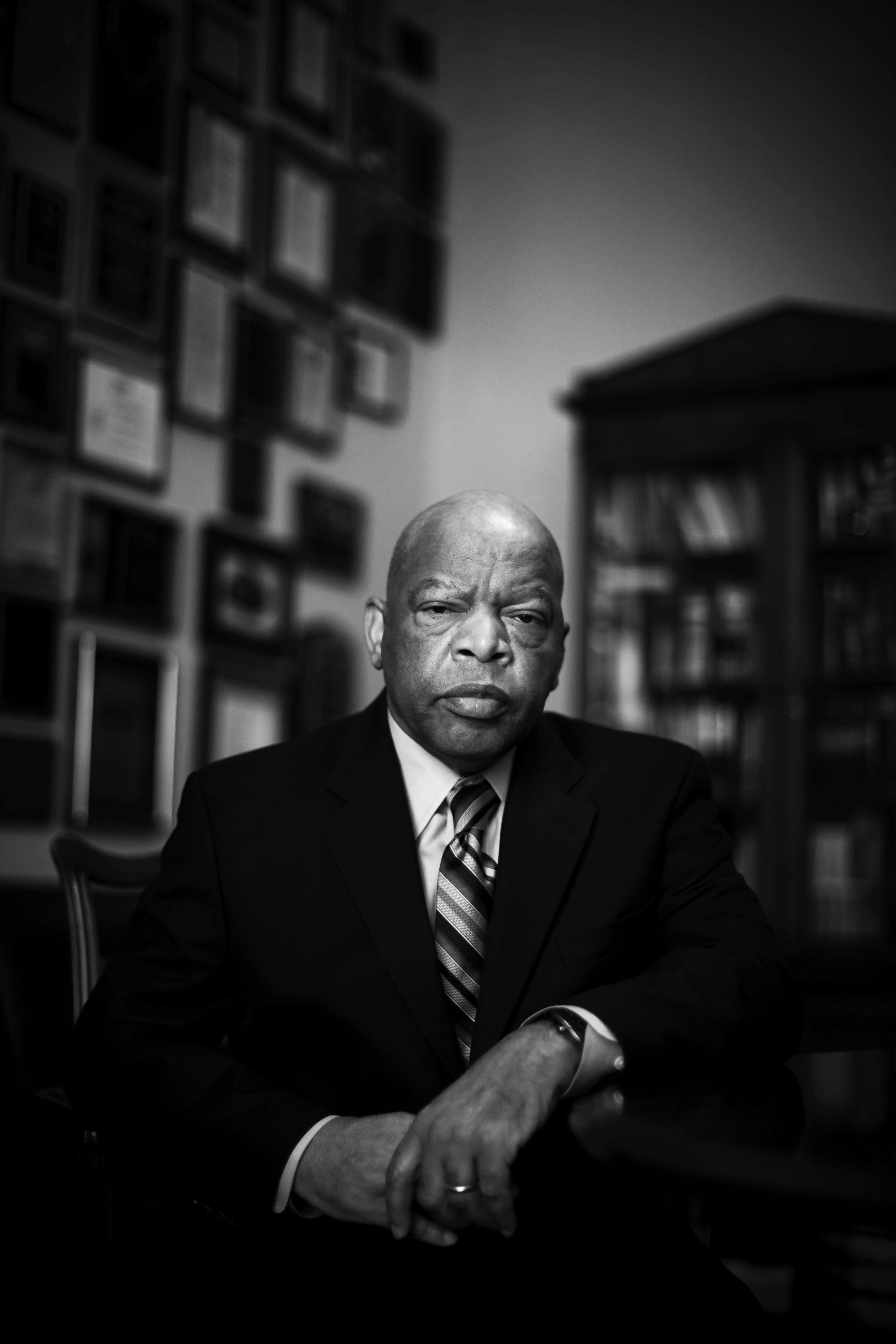 John Lewis, black and white portrait, suit, 5K Phone Wallpaper