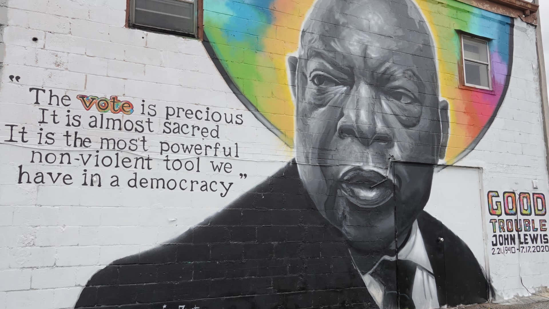 John Lewis, mural, brick wall, Full HD Desktop Wallpaper