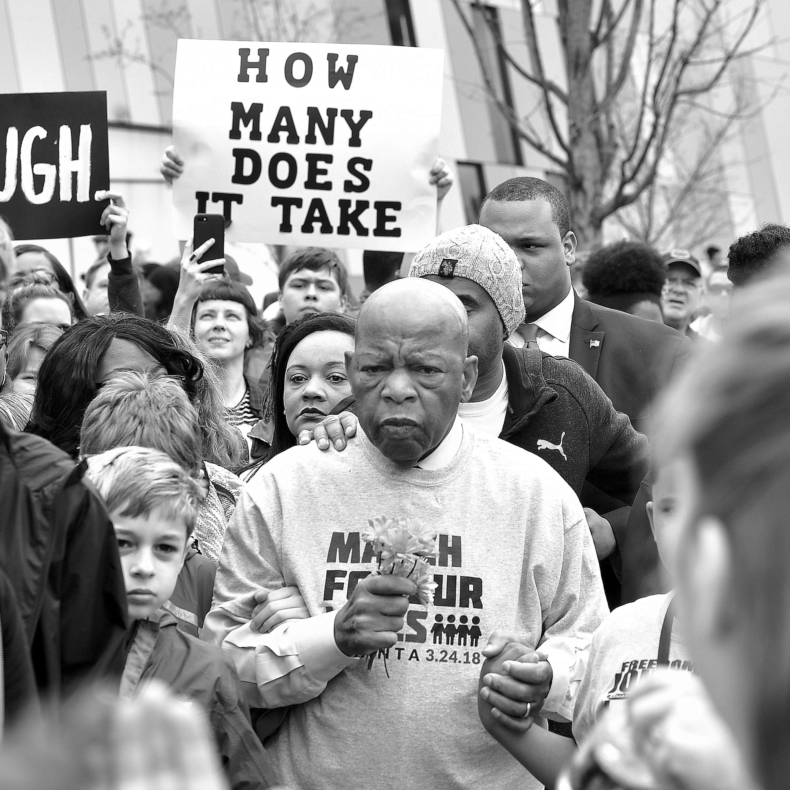 John Lewis, protest, black and white, 2K Desktop Wallpaper