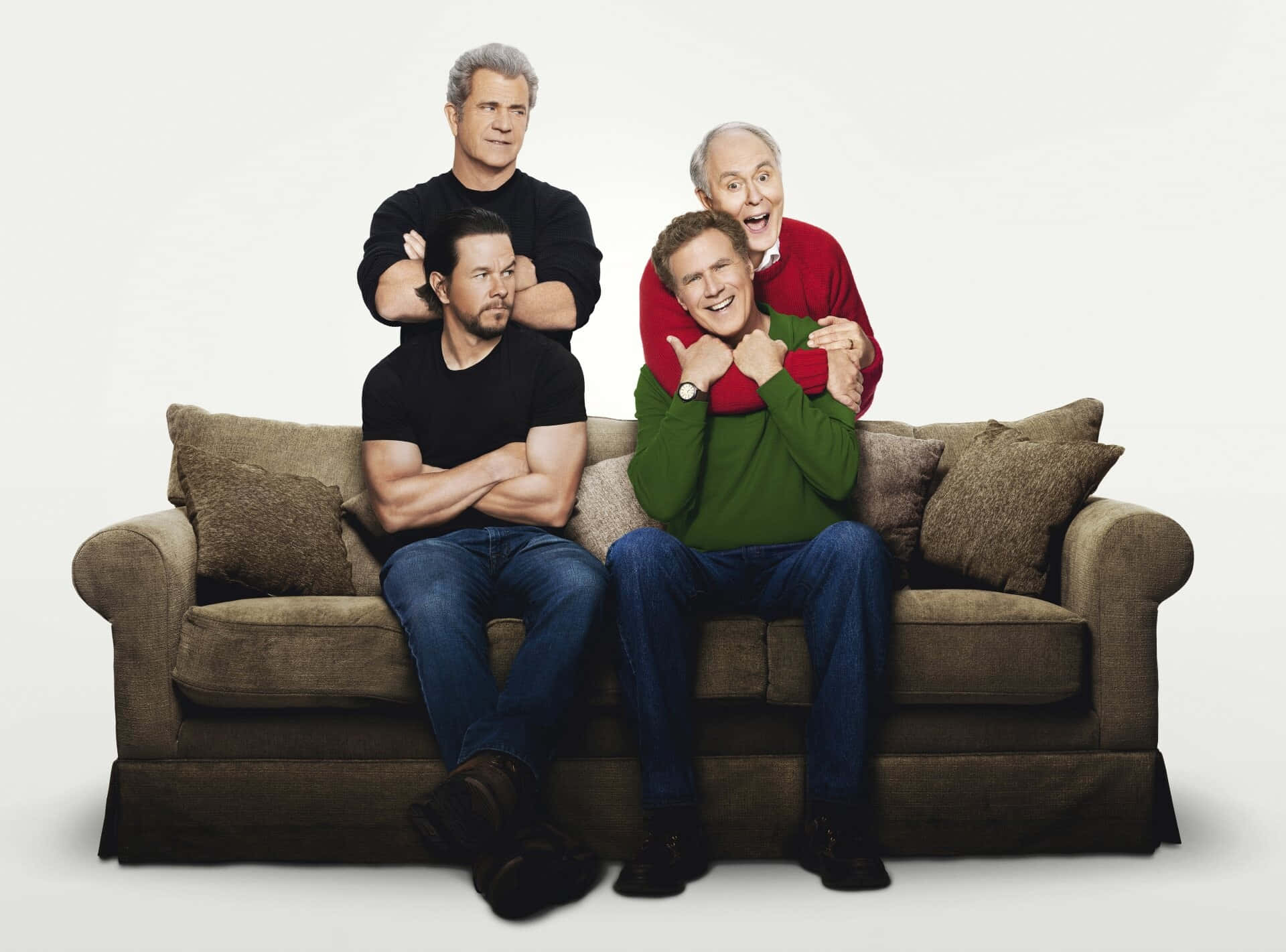 John Lithgow, brown couch, plain white background, Full HD Desktop Wallpaper
