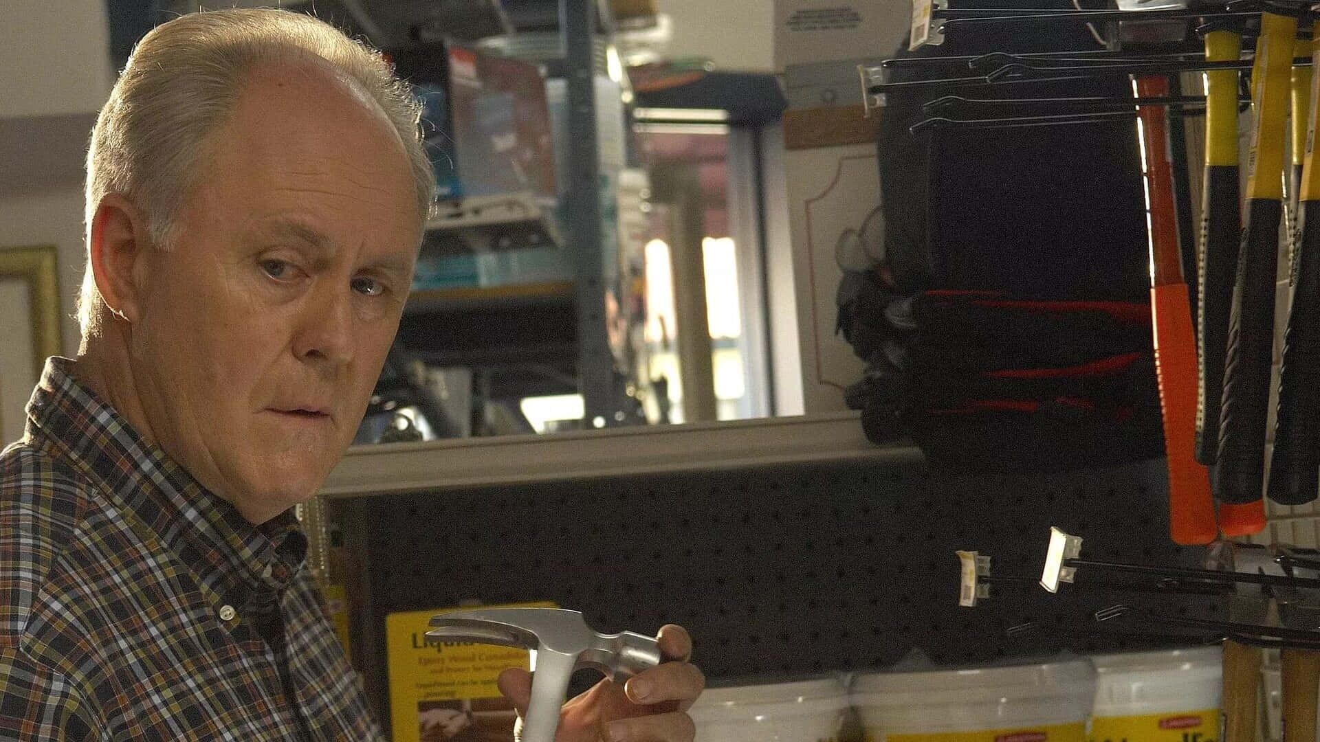 John Lithgow, plaid shirt, hammer, Full HD Desktop Wallpaper