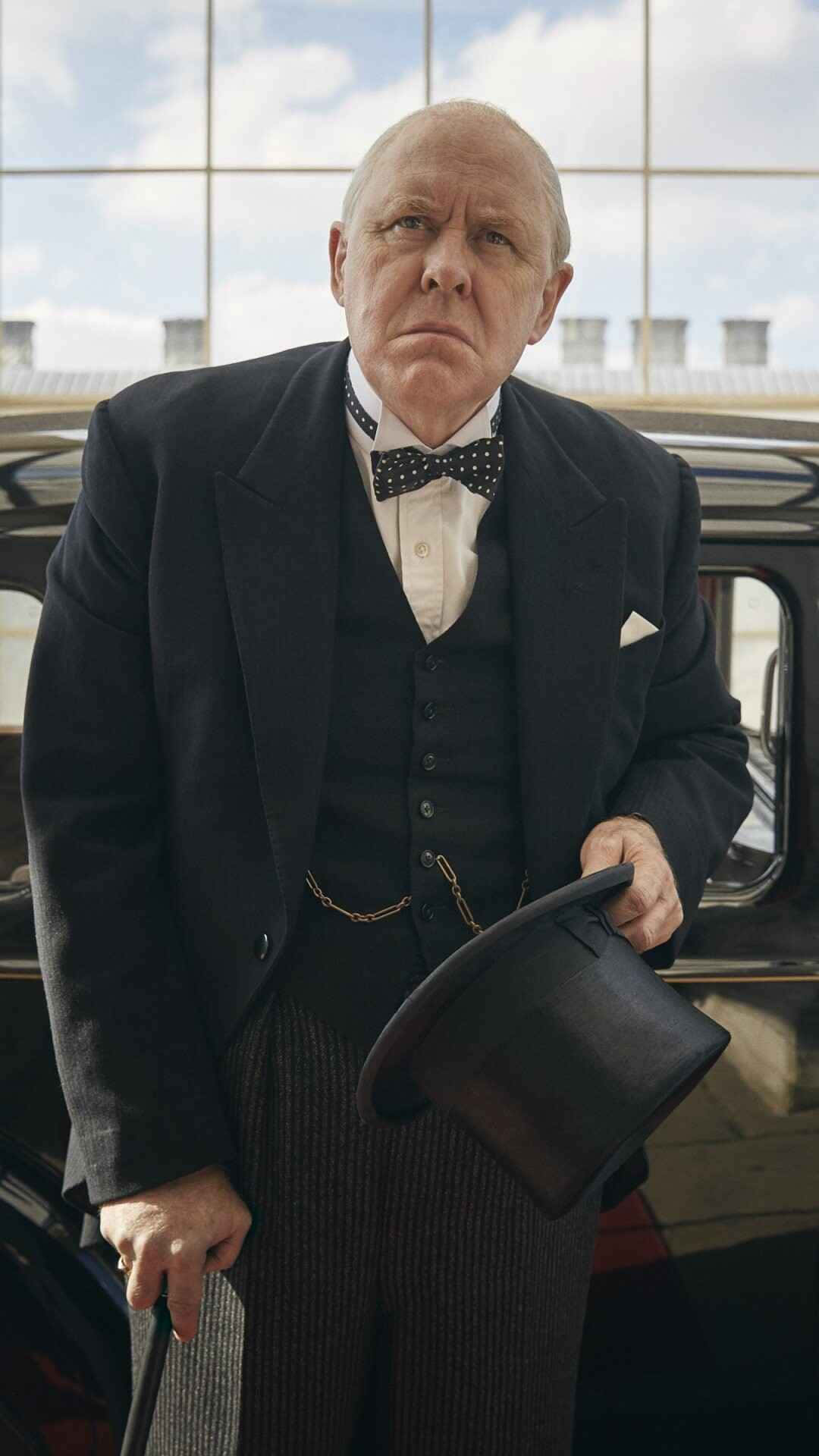 John Lithgow, dark suit, bow tie, Full HD Phone Wallpaper