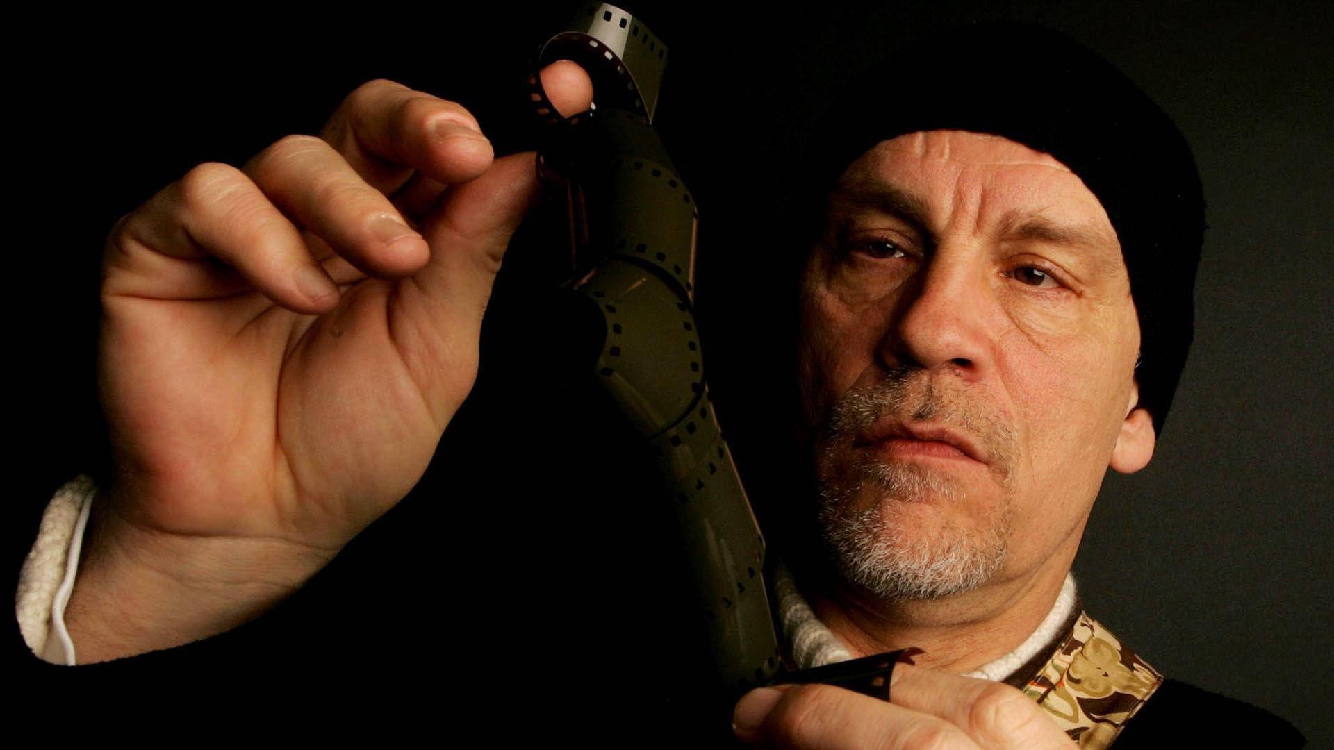 John Malkovich, black beanie, strip of film, Full HD Desktop Wallpaper