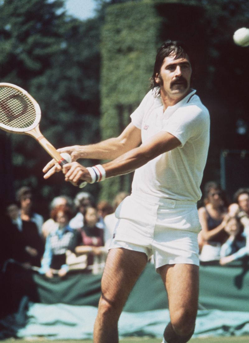 John Newcombe, white attire, grass court, SD Phone Wallpaper