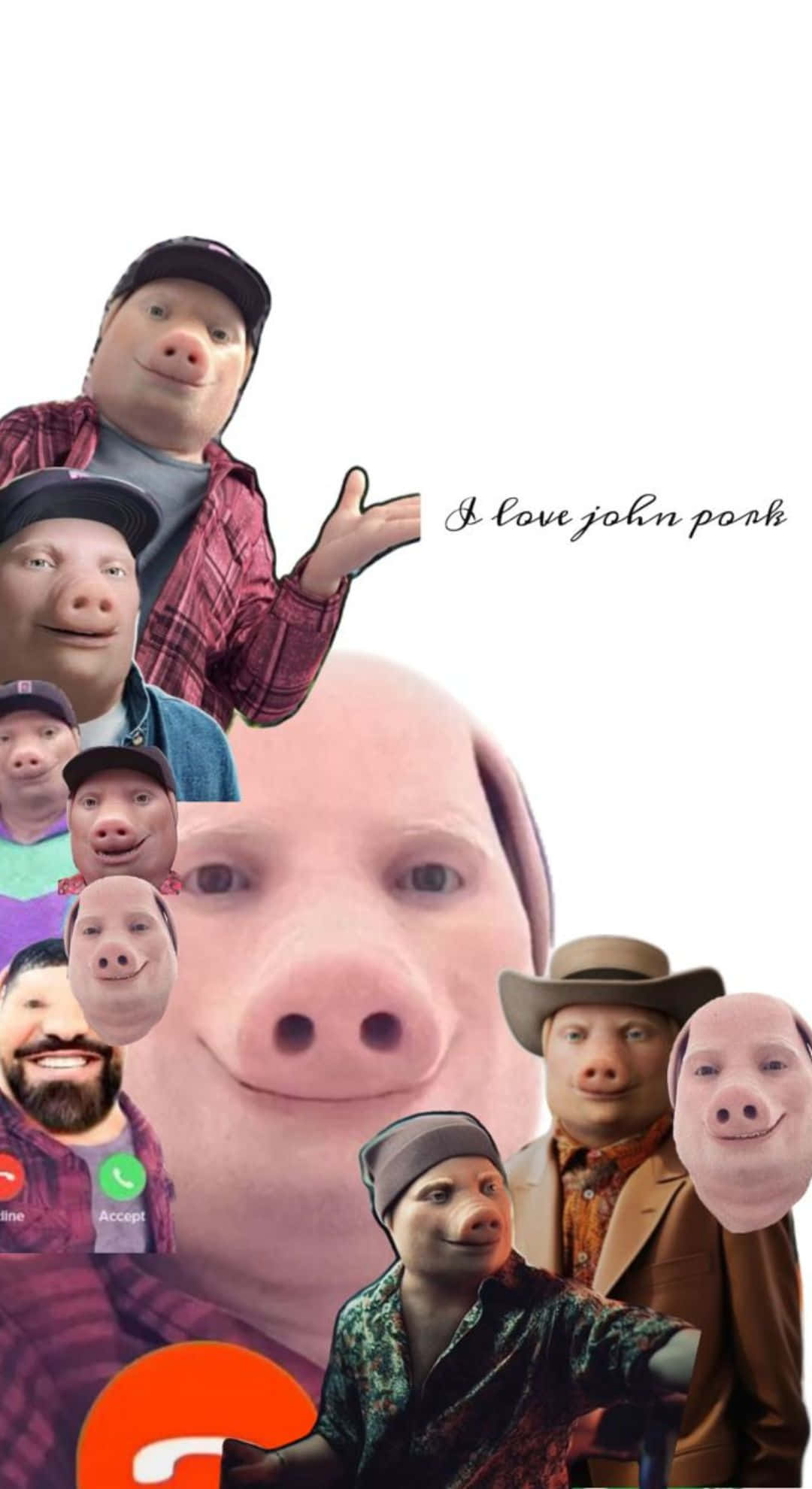 John Pork, pig-faced characters, collage, Full HD Phone Wallpaper