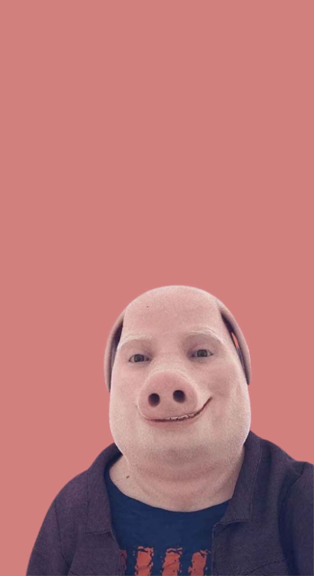 John Pork, pig mask, salmon pink background, Full HD Phone Wallpaper