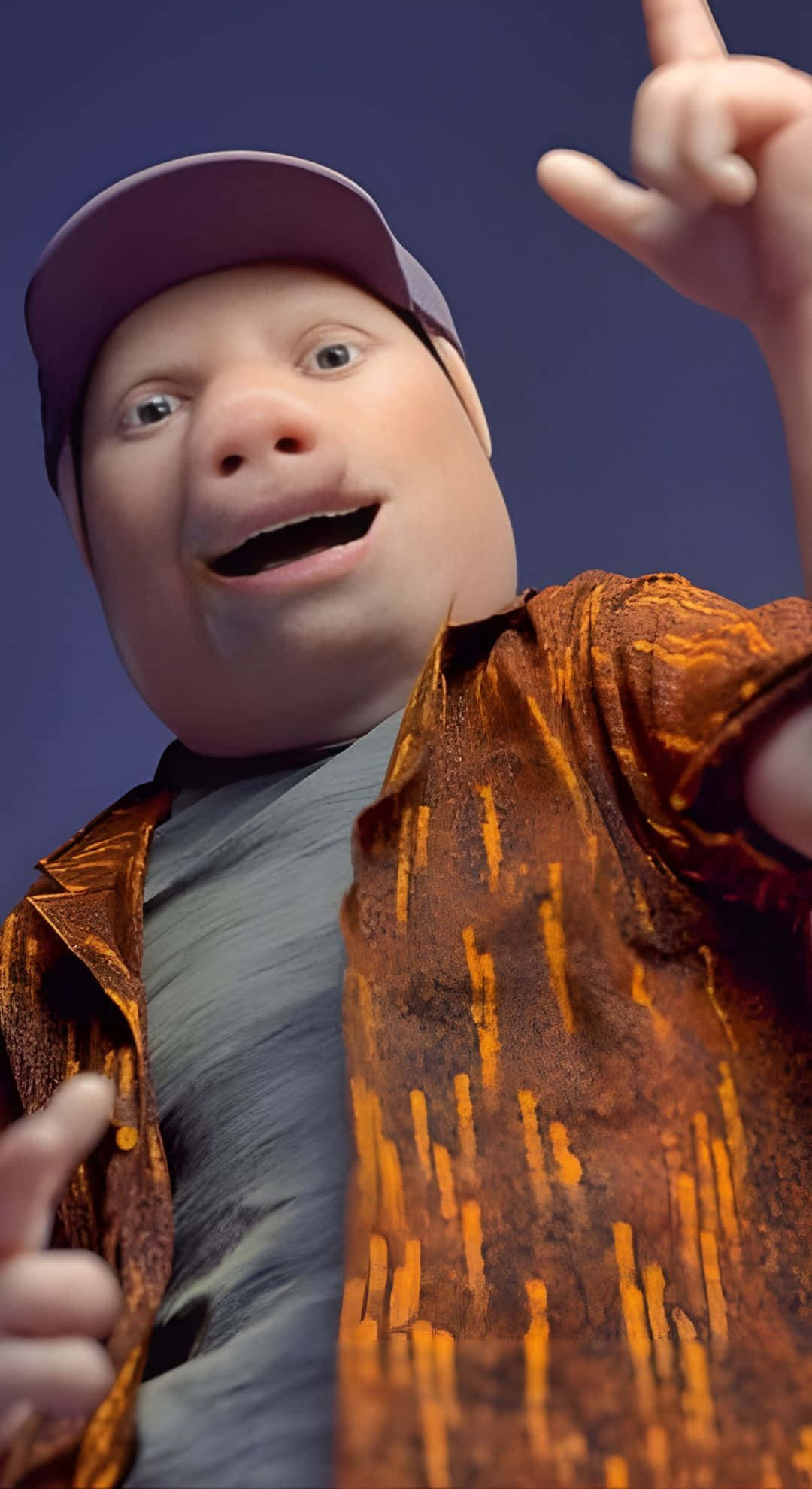 John Pork, purple cap, orange patterned shirt, Full HD Phone Wallpaper