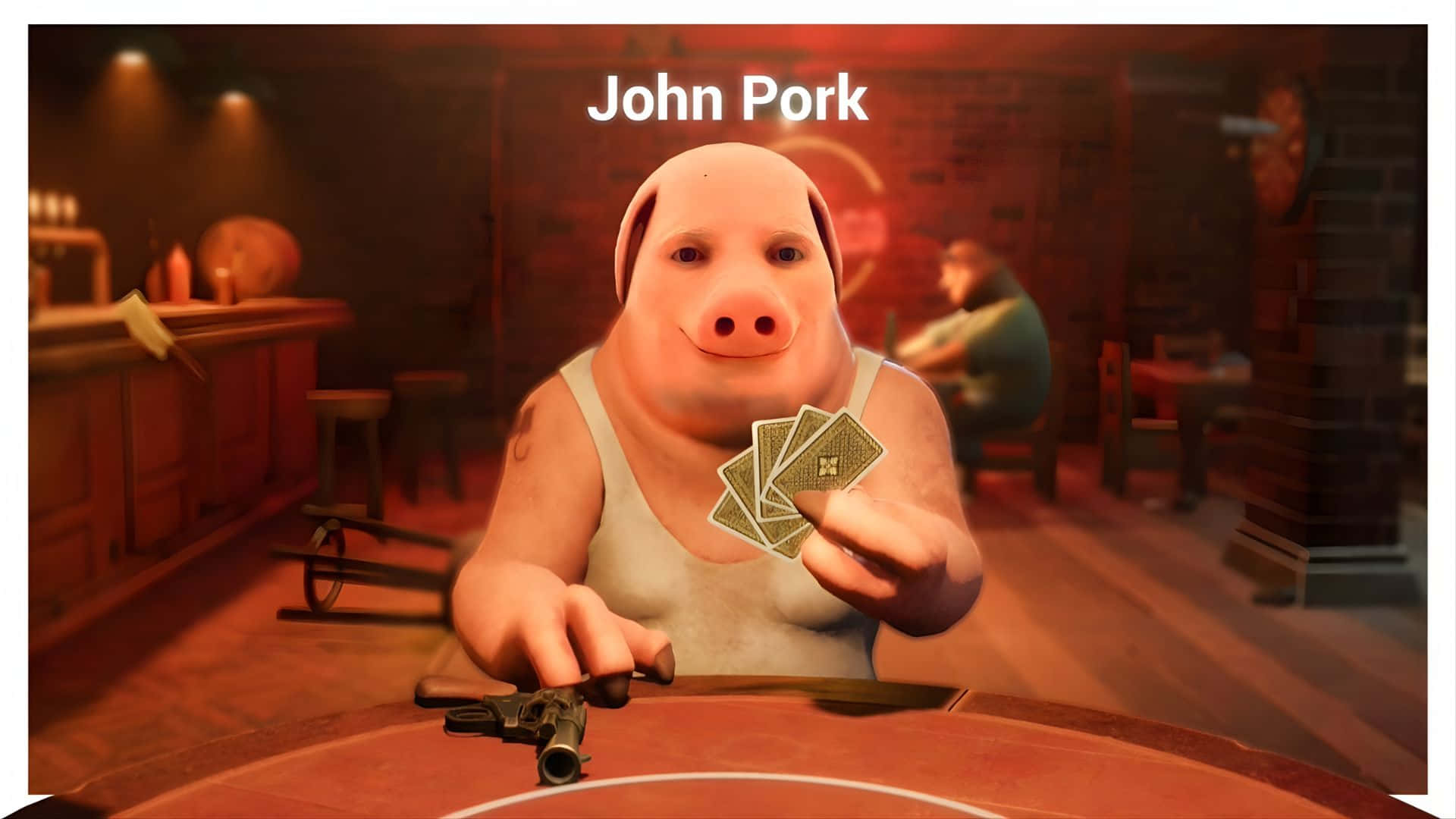 John Pork, cartoon pig, playing cards, Full HD Desktop Wallpaper
