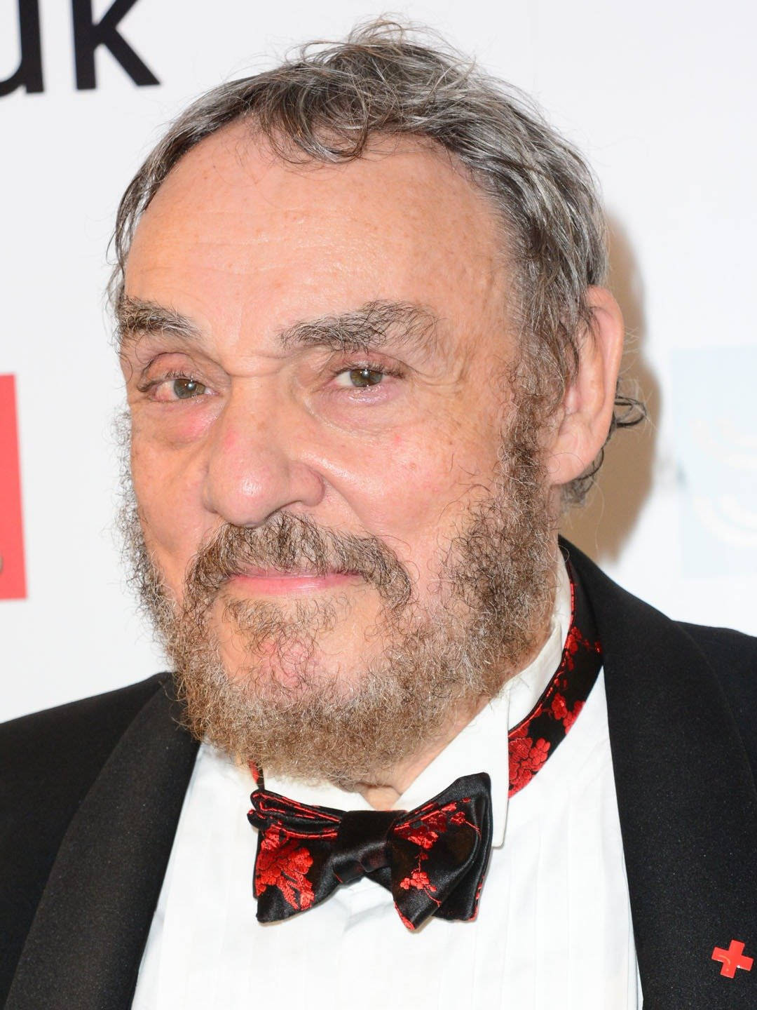 John Rhys Davies, black tuxedo, red patterned bow tie, HD Phone Wallpaper