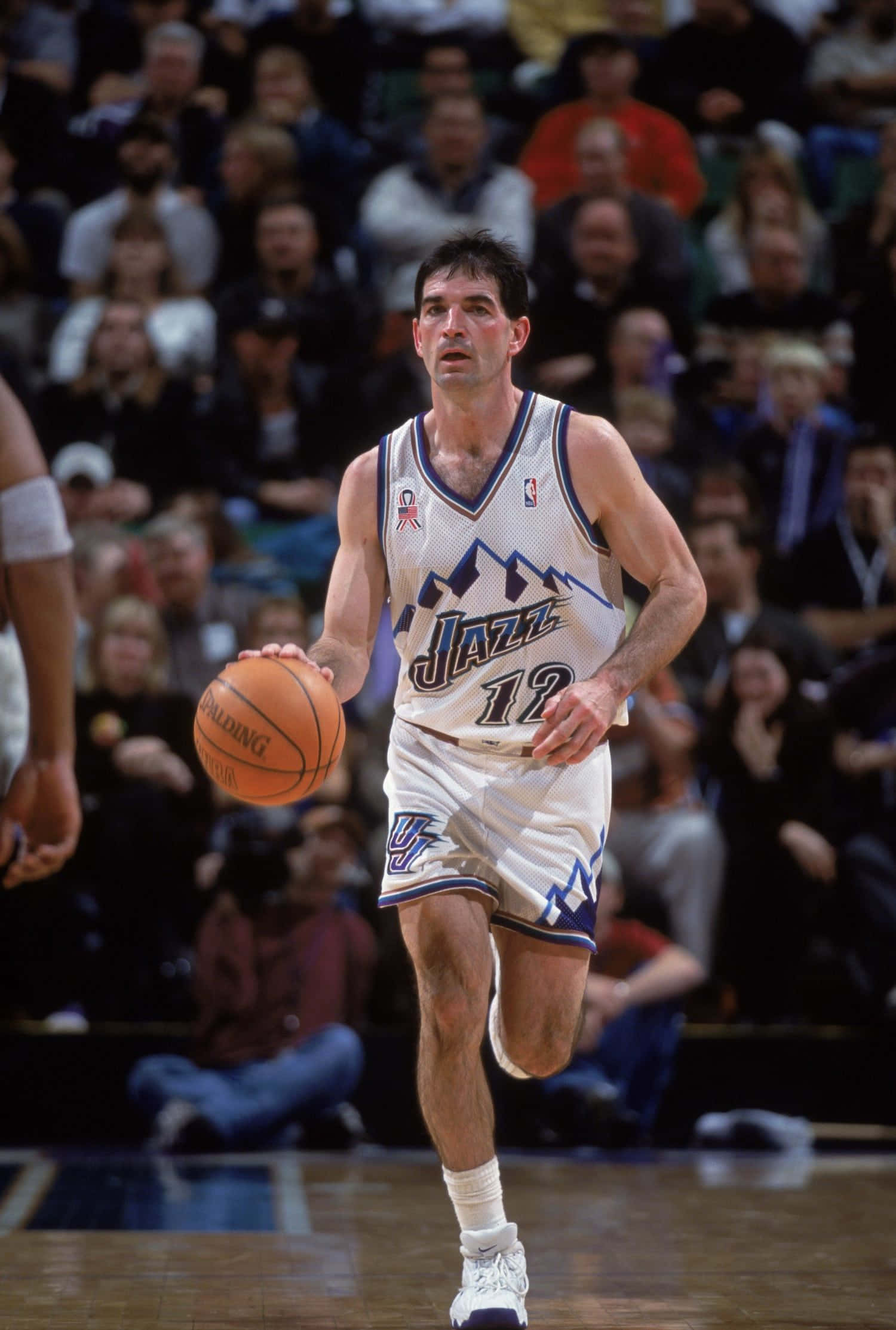 John Stockton, white Jazz jersey, basketball player, Full HD Phone Wallpaper
