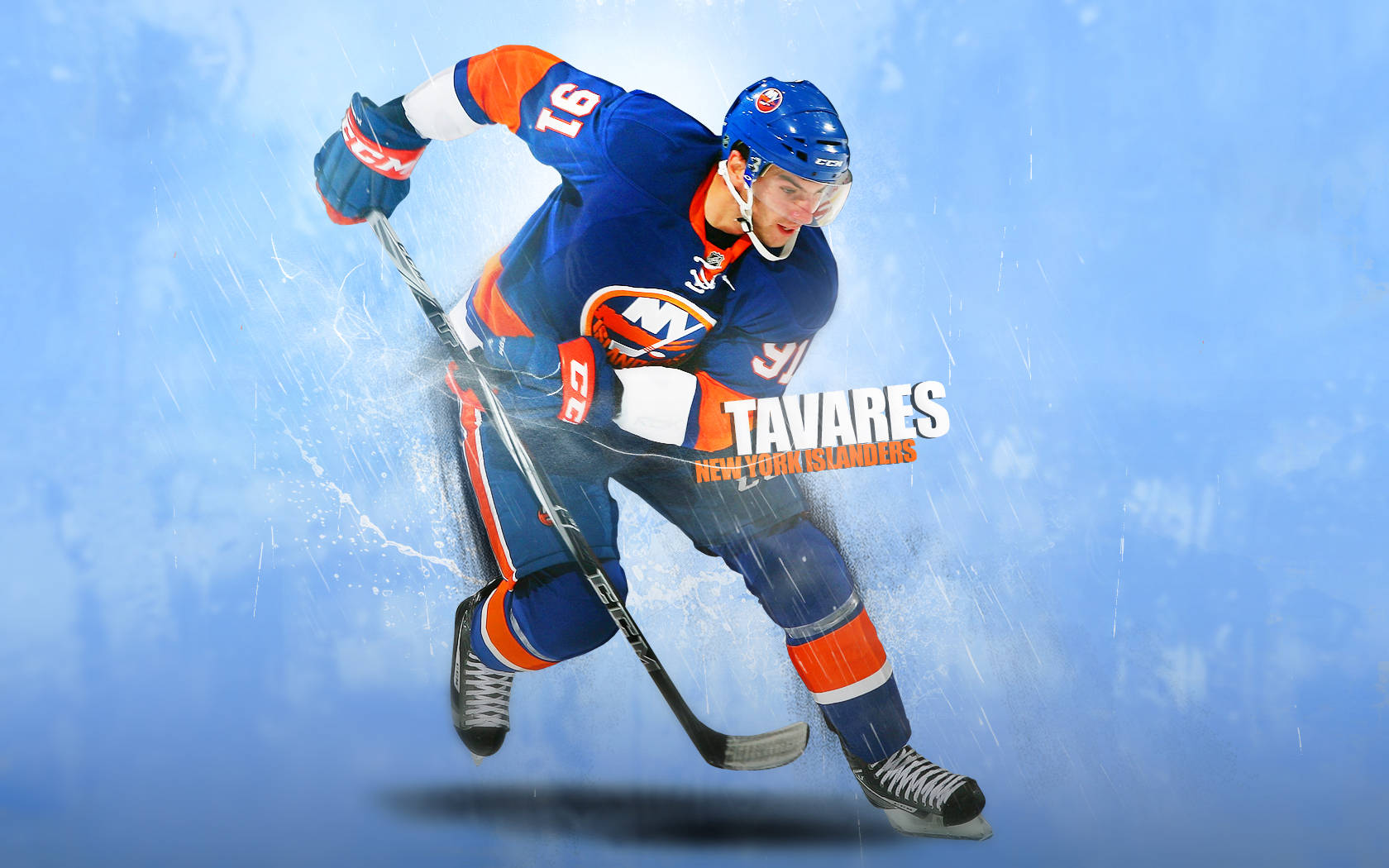 John Tavares, blue and orange New York Islanders gear, ice, HD Desktop Wallpaper