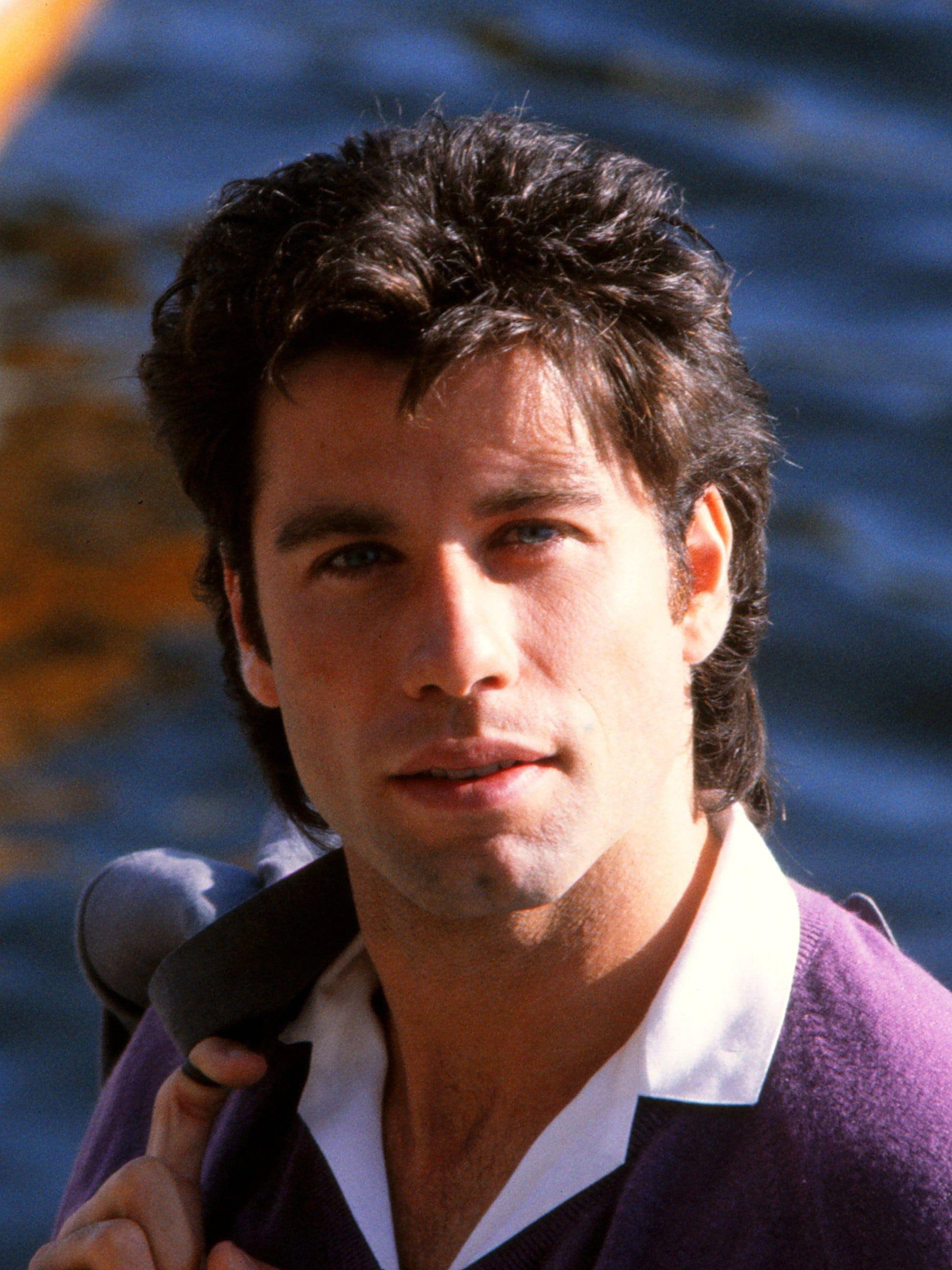 John Travolta, 90s, purple sweater, 2K Phone Wallpaper