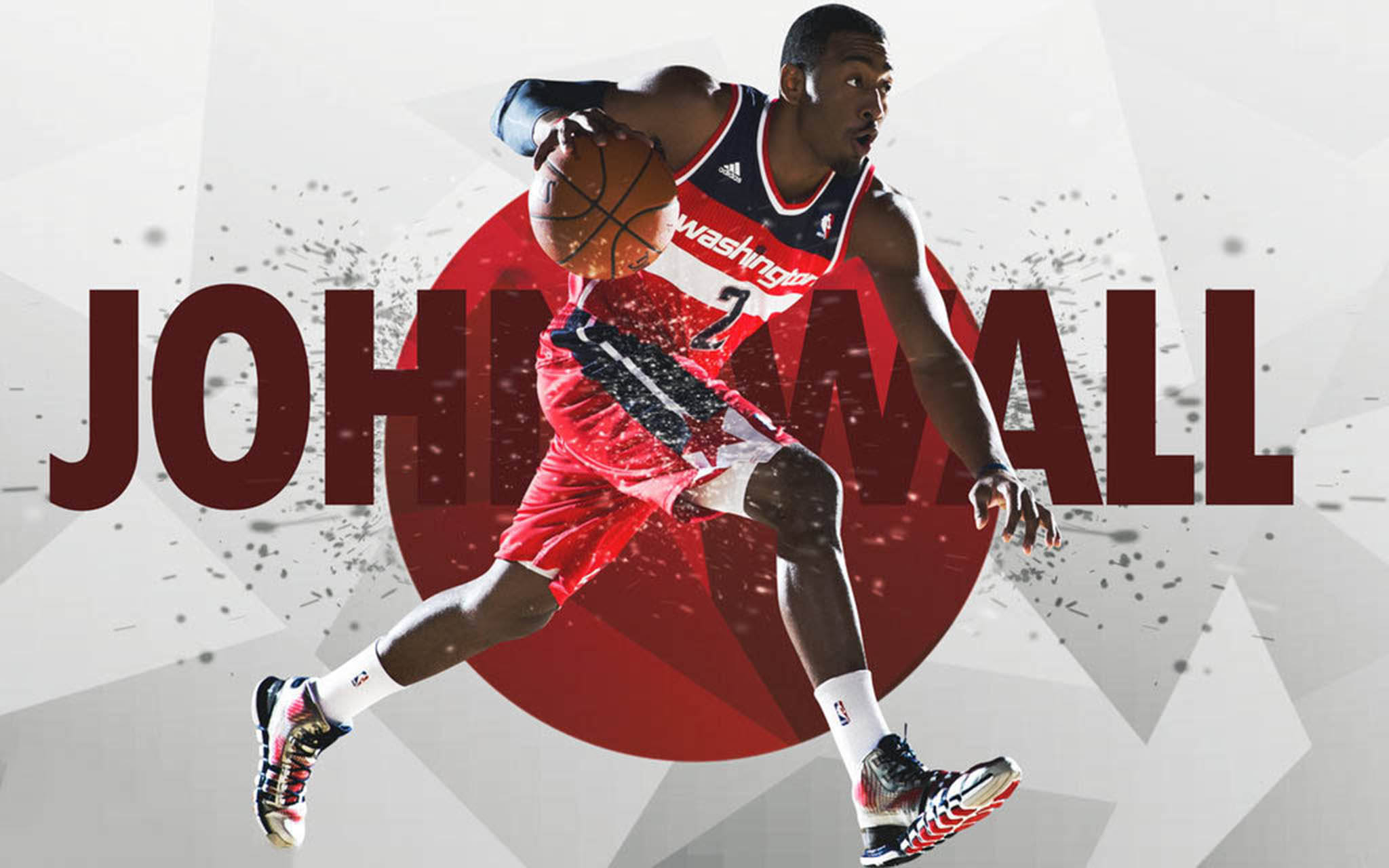 John Wall, red Washington jersey, dribbling, Full HD Desktop Wallpaper