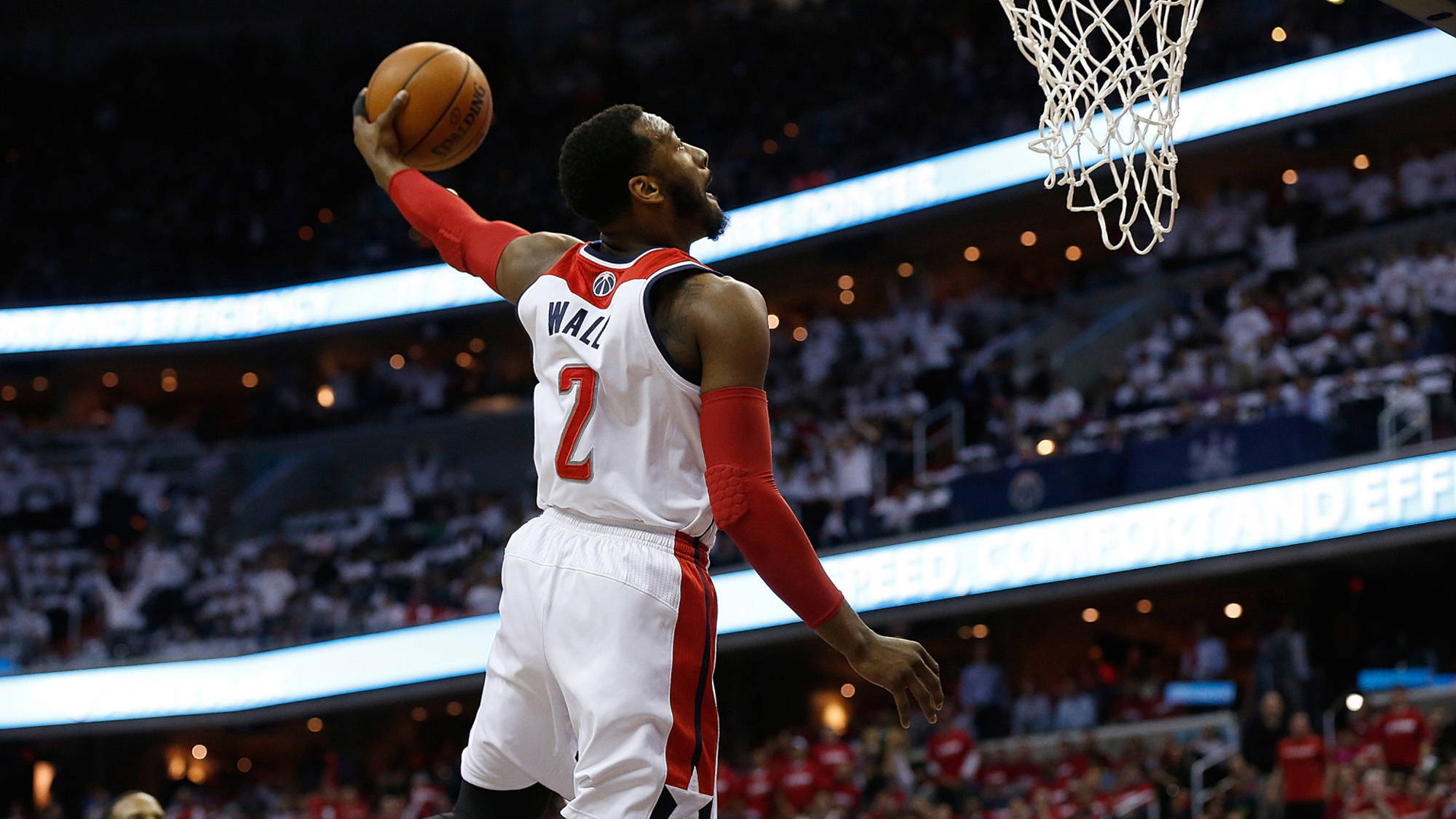 John Wall, dunk shot, white and red jersey, Full HD Desktop Wallpaper