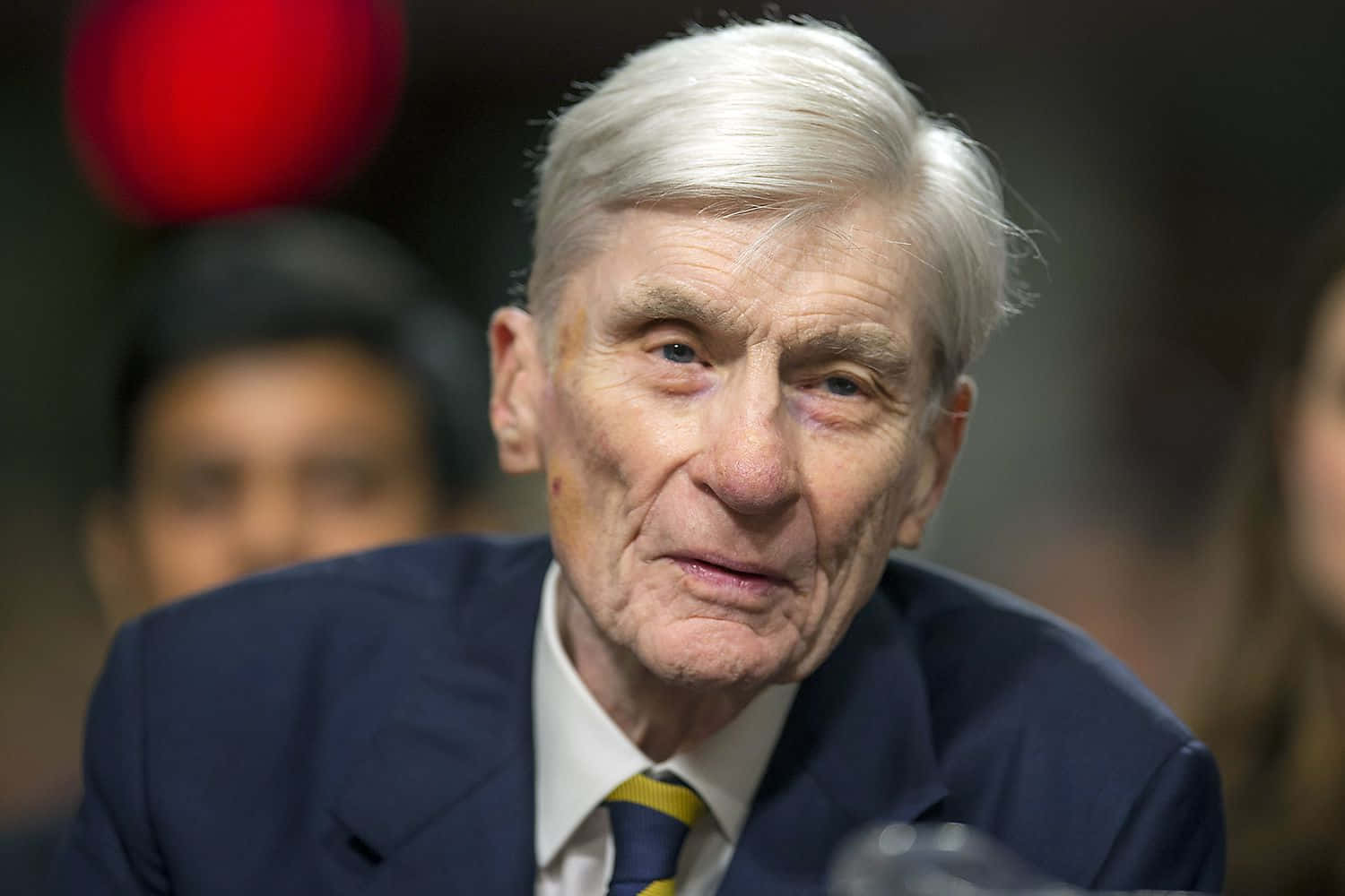 John Warner, dark blue suit, yellow tie, HD Desktop Wallpaper