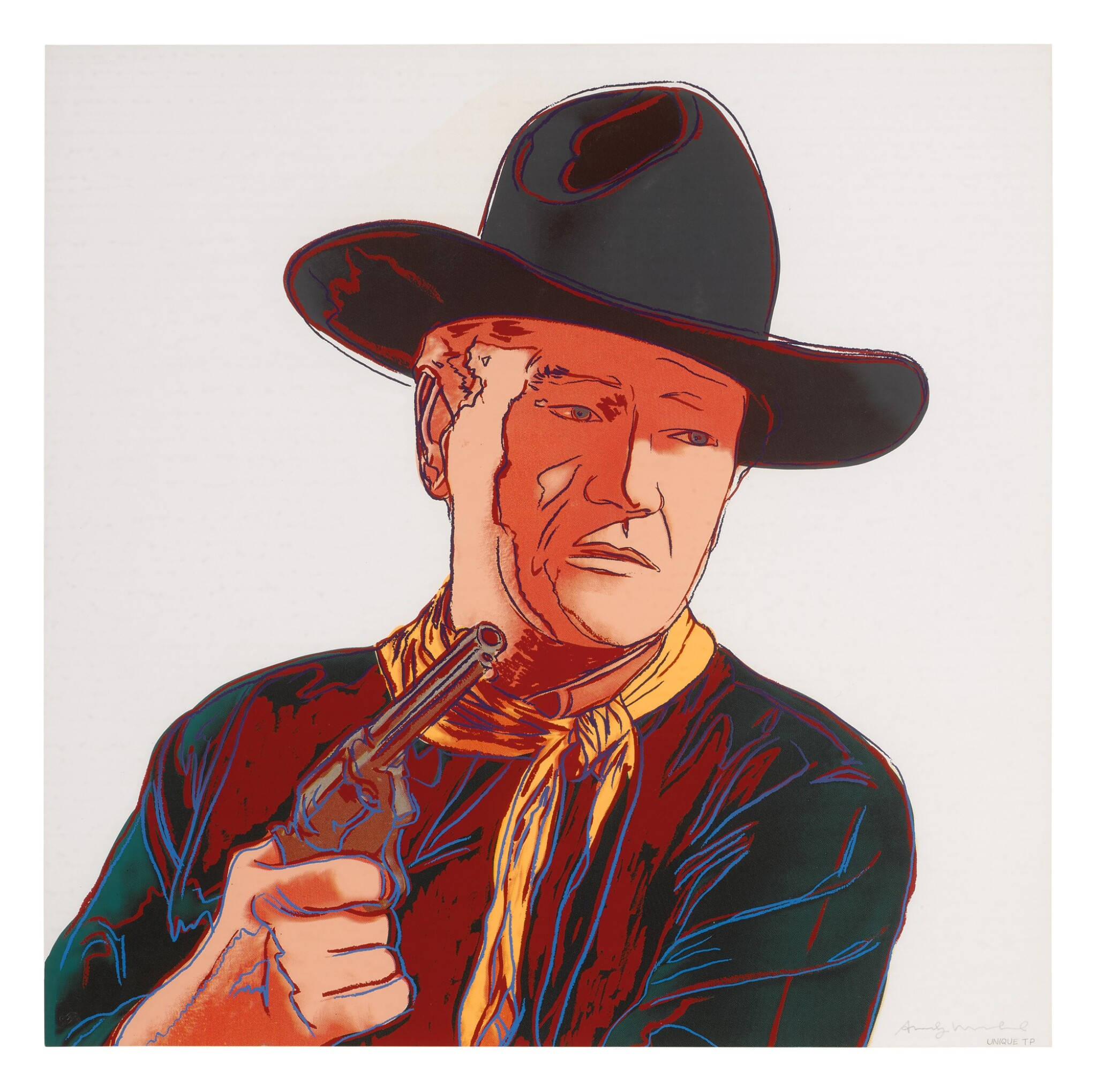 John Wayne, black hat, revolver, Full HD Desktop Wallpaper