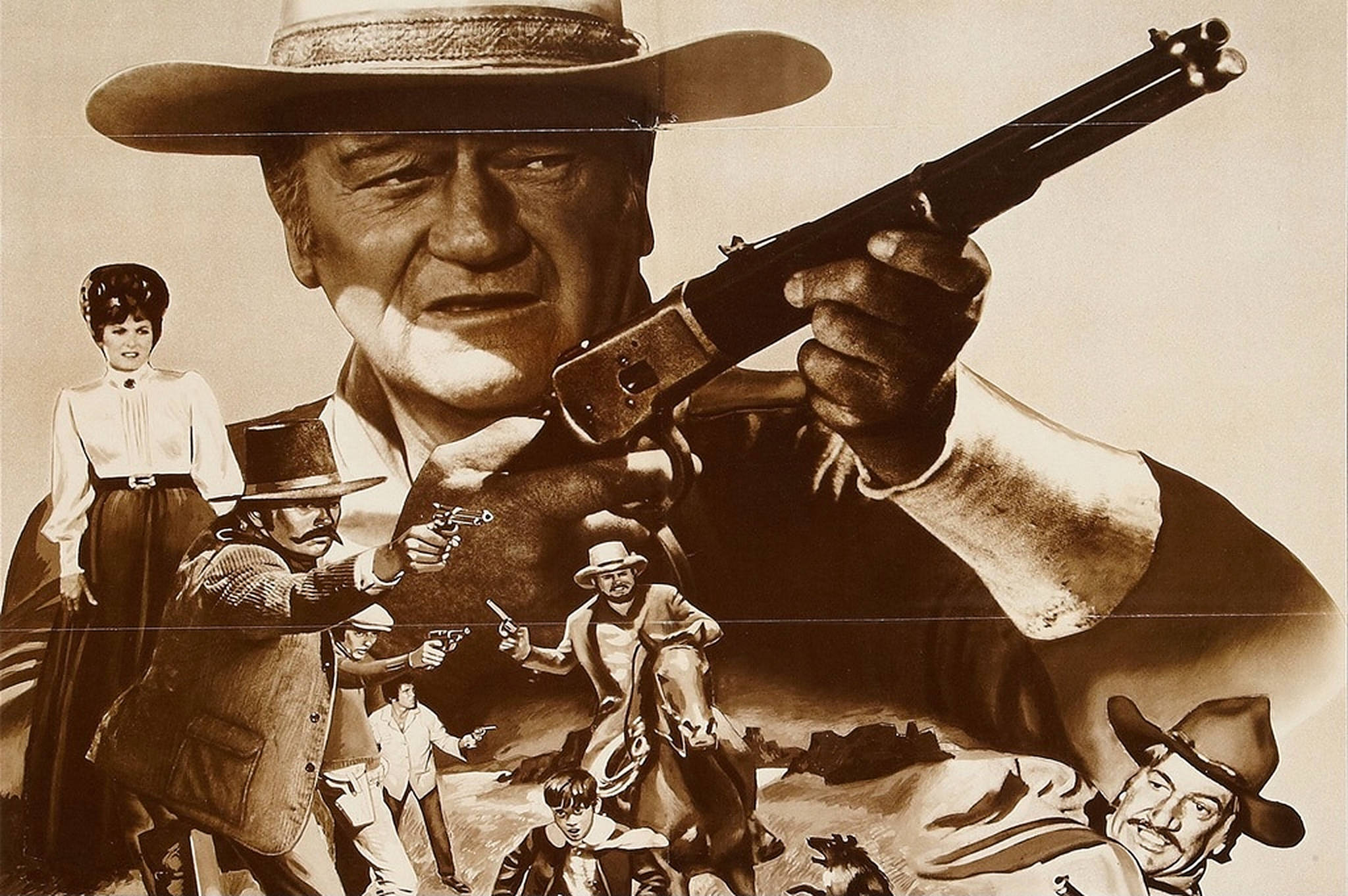 John Wayne, gun, cowboy, Full HD Desktop Wallpaper