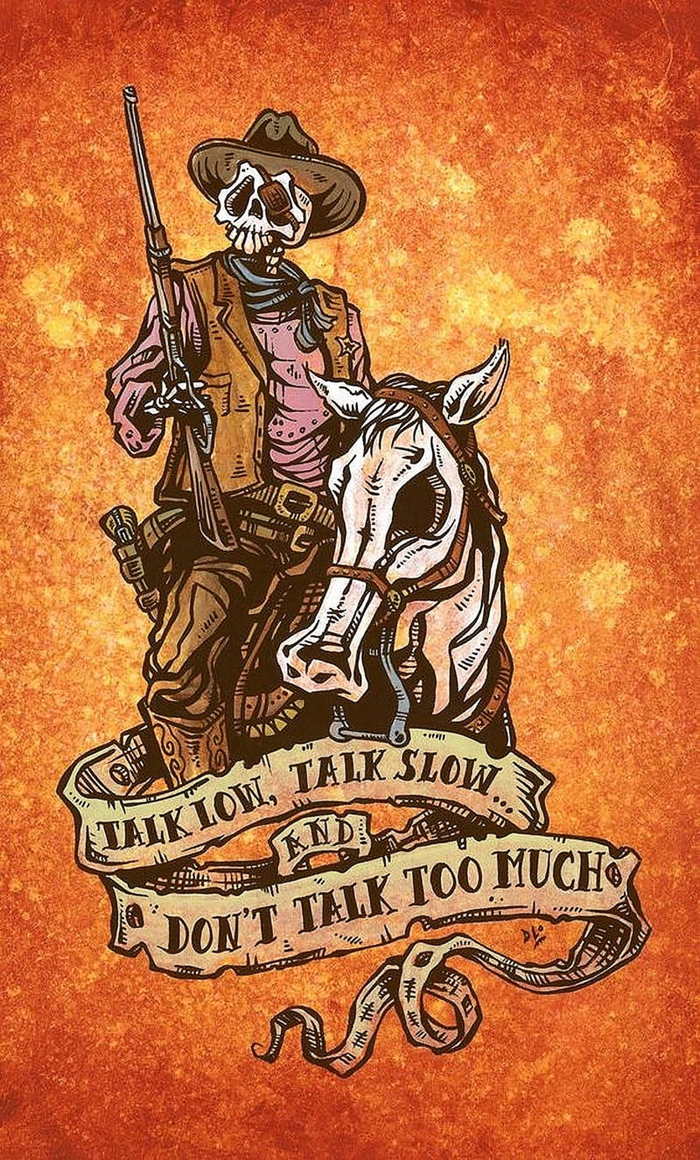 skeleton john wayne, cowboy, hat, Full HD Phone Wallpaper