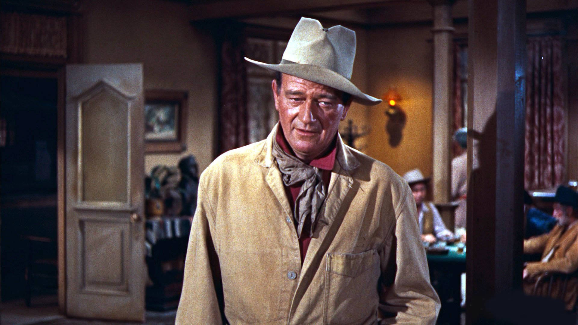 John Wayne, tan hat, jacket, Full HD Desktop Wallpaper