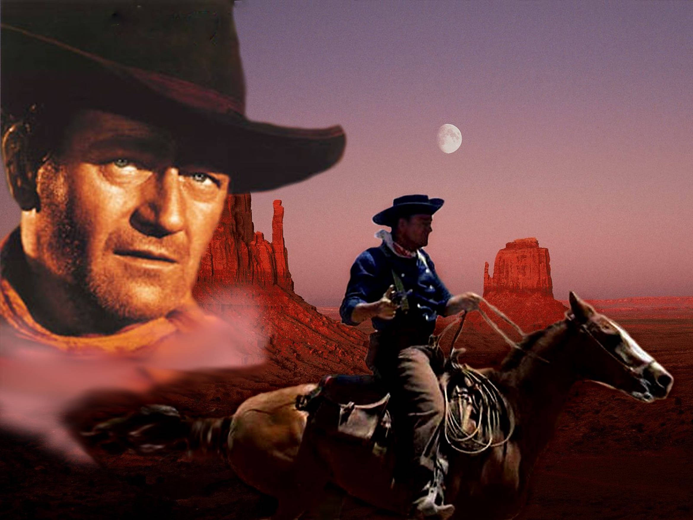 John Wayne, cowboy, horse, Full HD Desktop Wallpaper