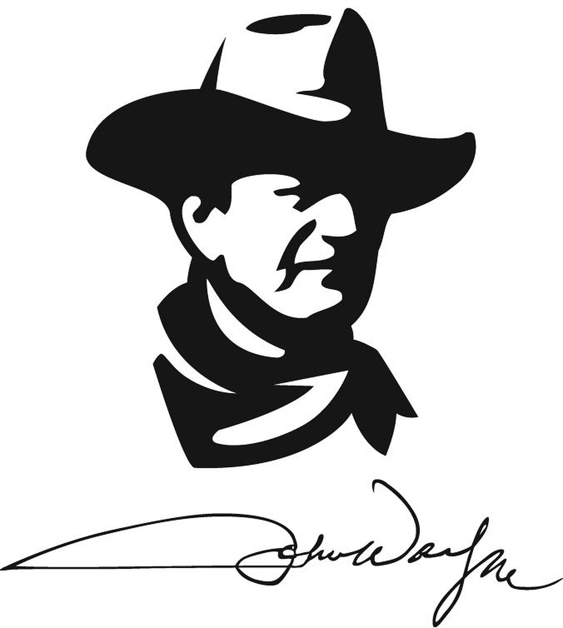 John Wayne, stencil drawing, cowboy, Full HD Phone Wallpaper