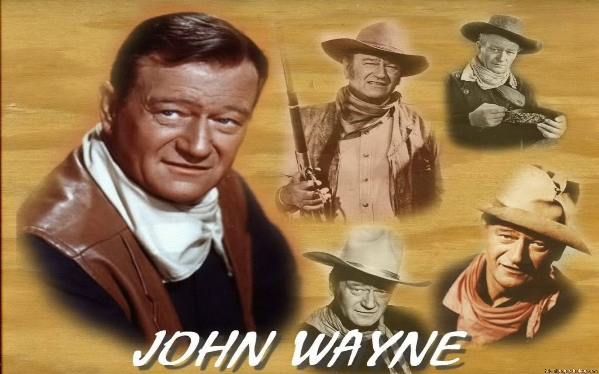 John Wayne, yellow, cowboy poses, Full HD Desktop Wallpaper