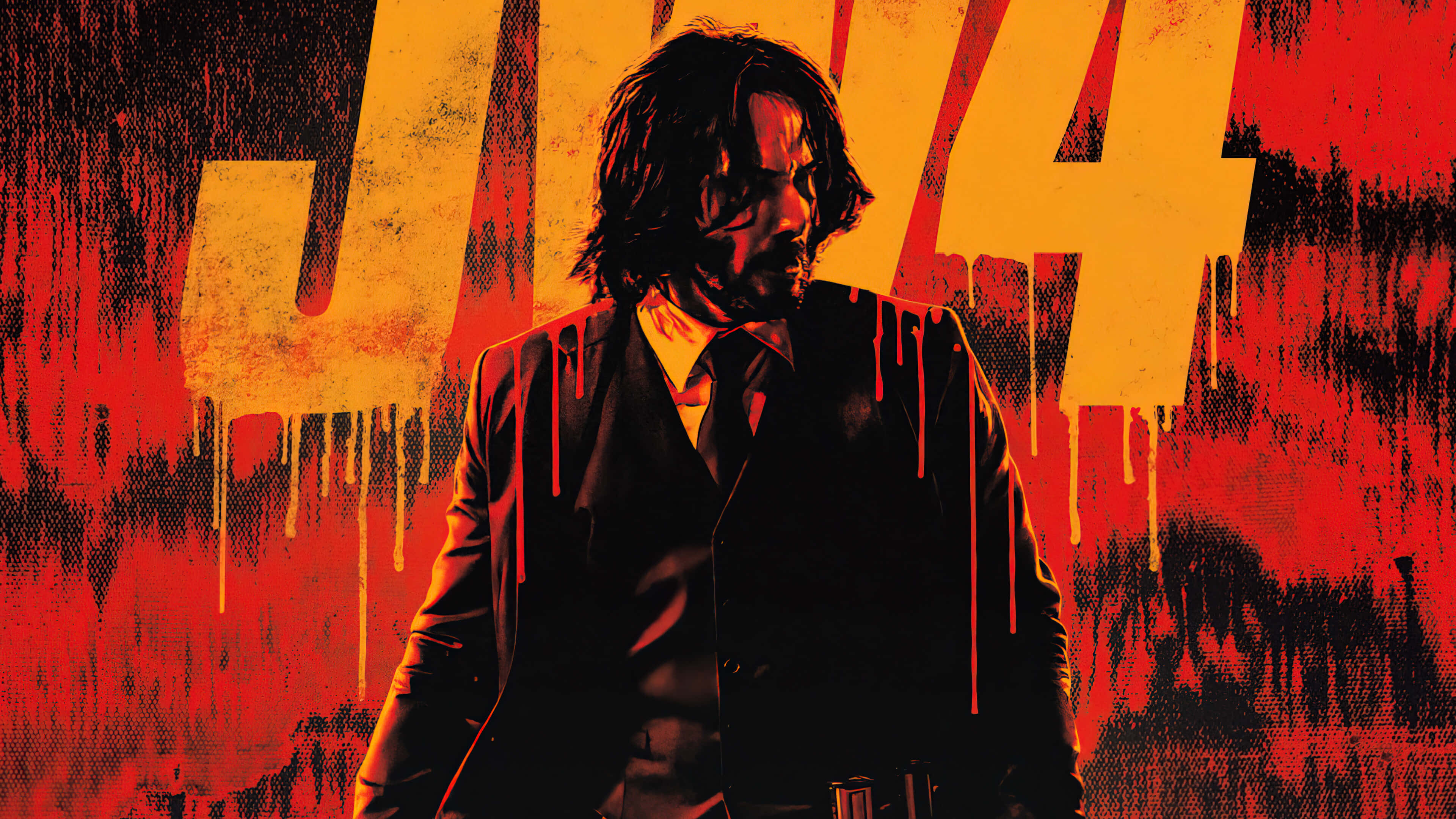 John Wick 4, John Wick, fiery red and orange background, 4K Desktop Wallpaper