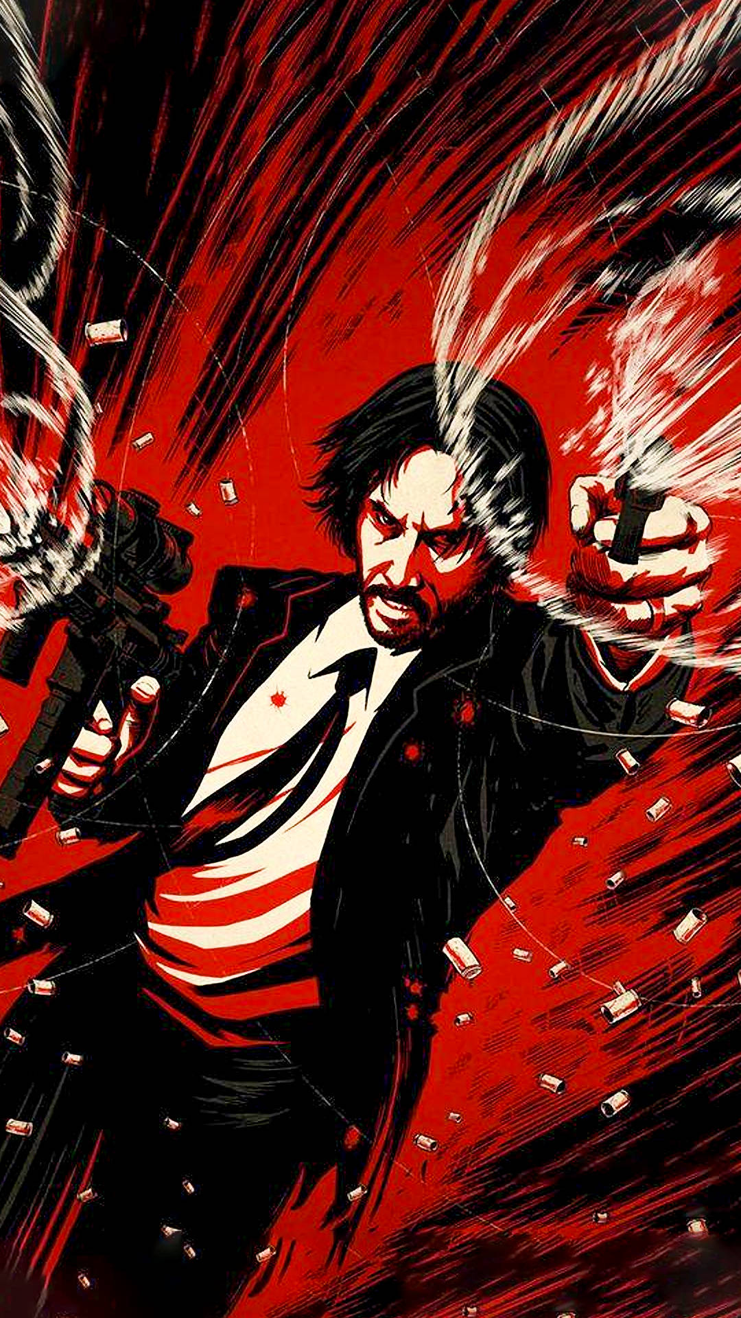 John Wick, red background, black suit, Full HD Phone Wallpaper