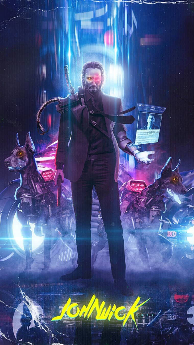 John Wick, cyberpunk, iPhone X, HD Phone Wallpaper