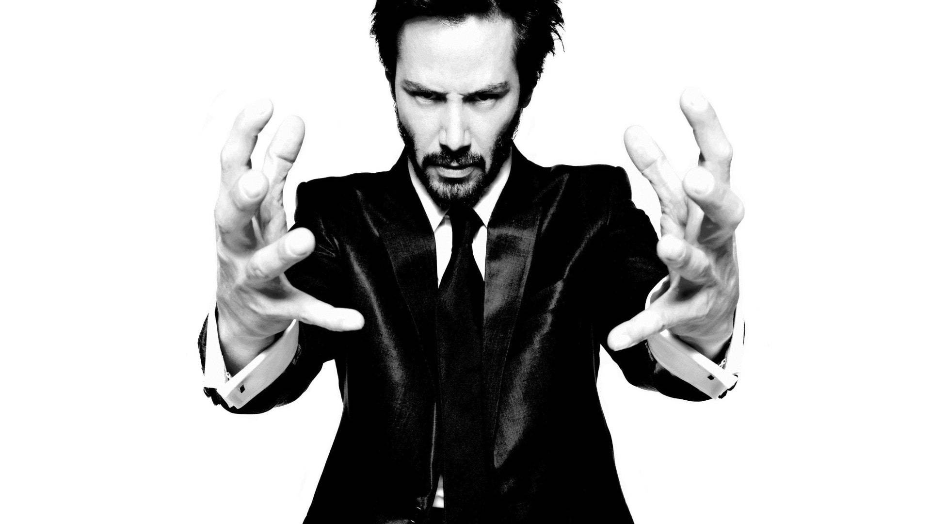 John Wick, black suit, stark white background, Full HD Desktop Wallpaper