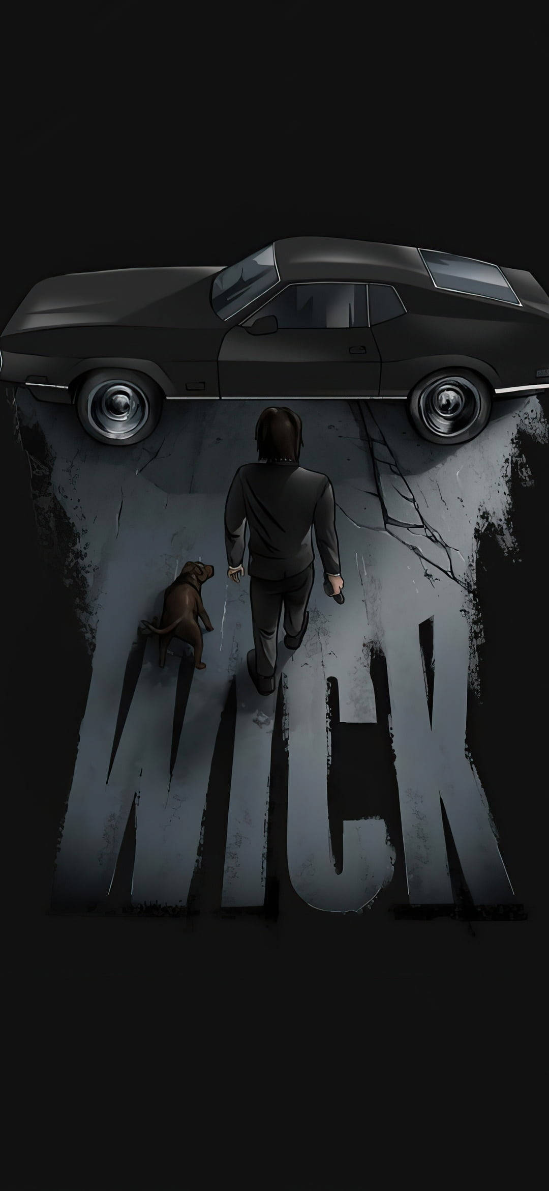 Black Amoled, John Wick, black muscle car, Full HD Phone Wallpaper