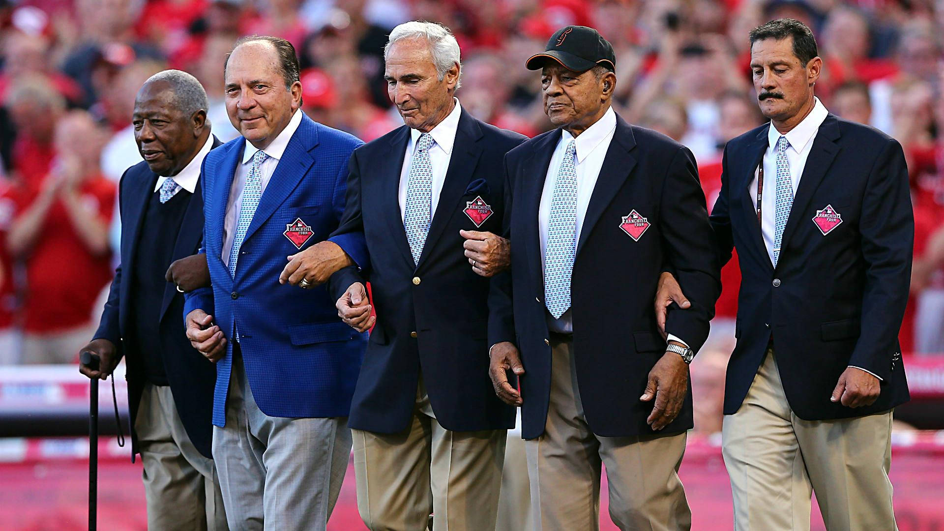 Johnny Bench, baseball legends, dark suits, Full HD Desktop Wallpaper