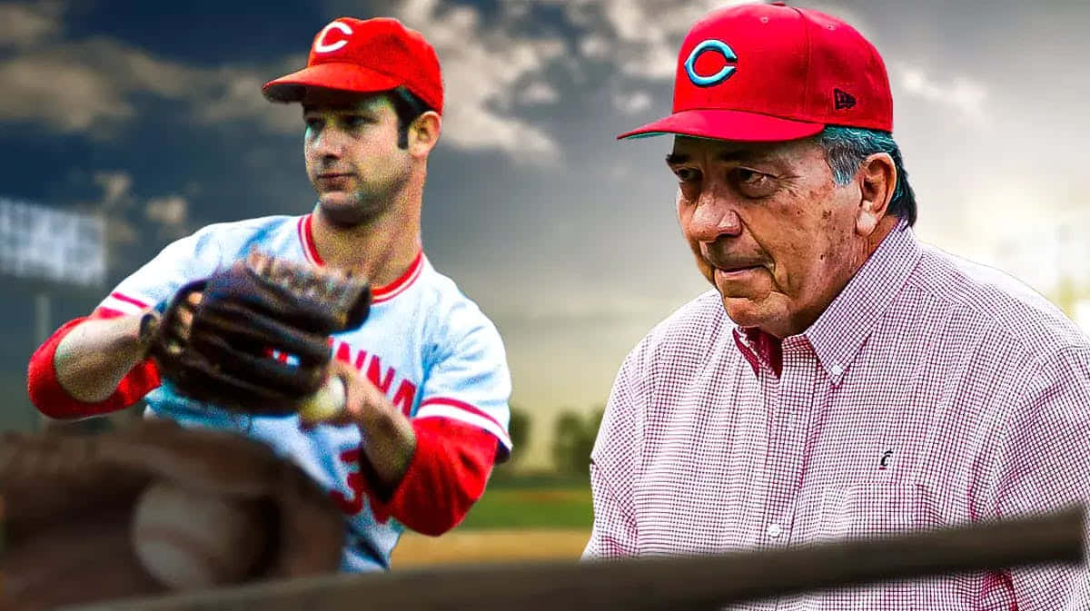 Johnny Bench, red cap, light blue jersey, SD Desktop Wallpaper