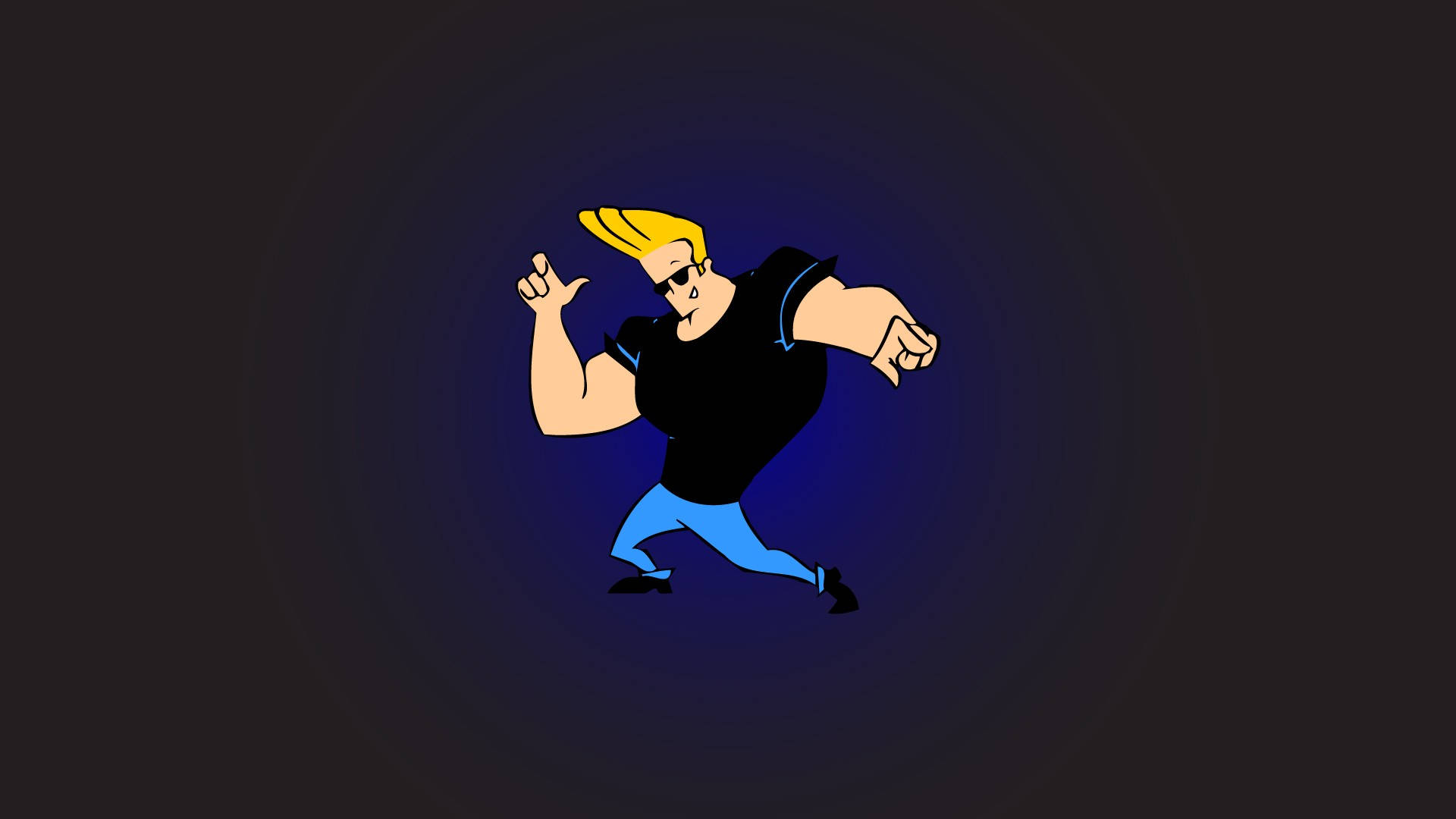 Johnny Bravo, blue vignette, dark blue gradient background, Full HD Desktop Wallpaper