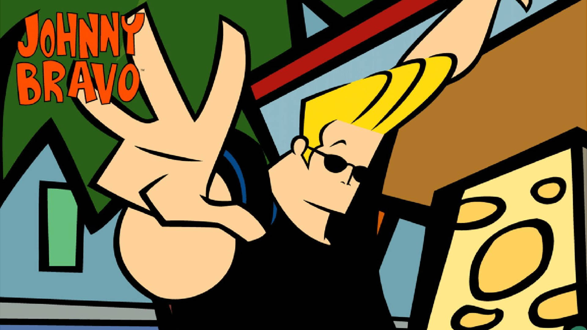 Johnny Bravo, original opening, peace sign, Full HD Desktop Wallpaper