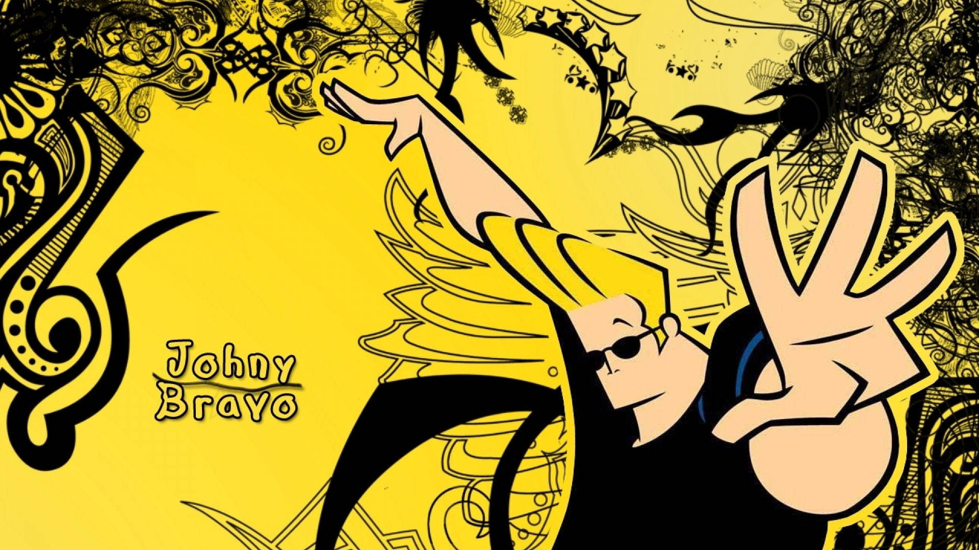 Johnny Bravo, blonde hair, sunglasses, Full HD Desktop Wallpaper