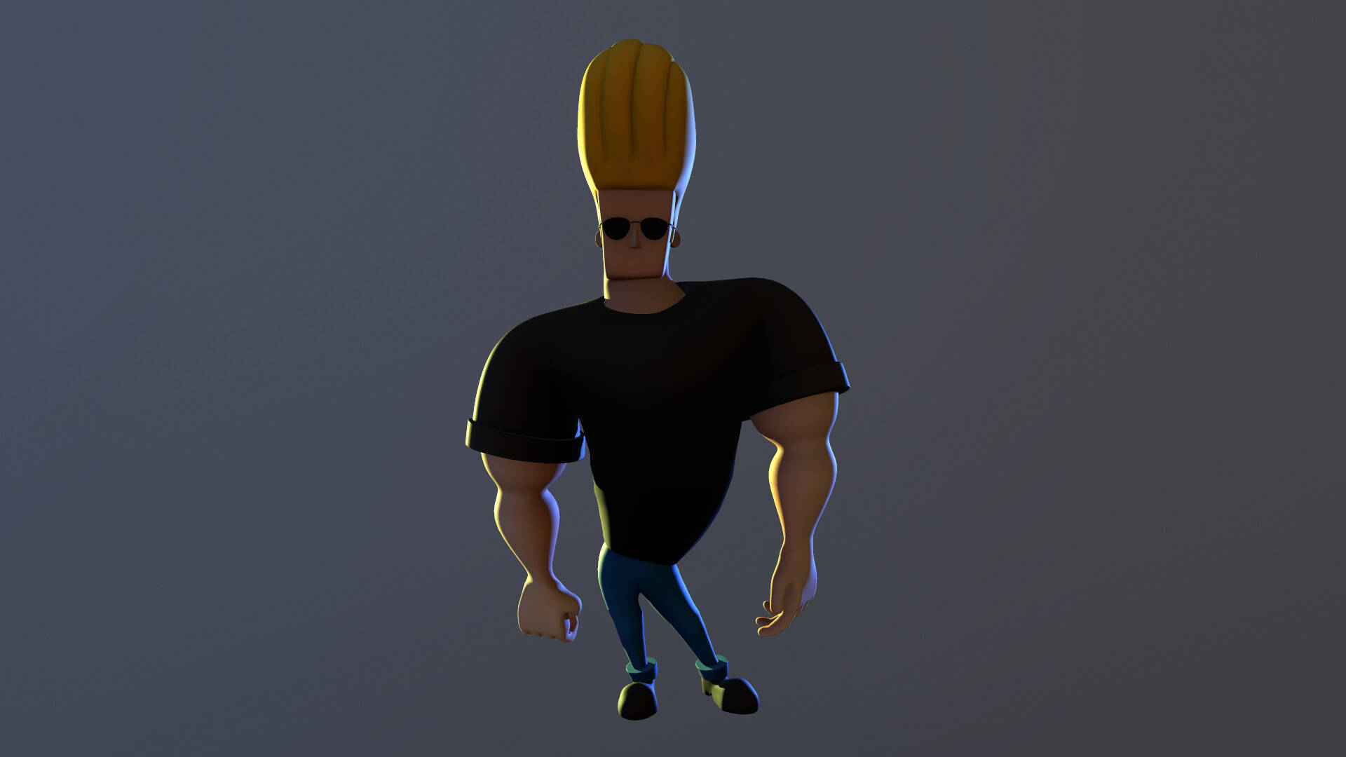 Johnny Bravo, 3D model, tall yellow mohawk, Full HD Desktop Wallpaper